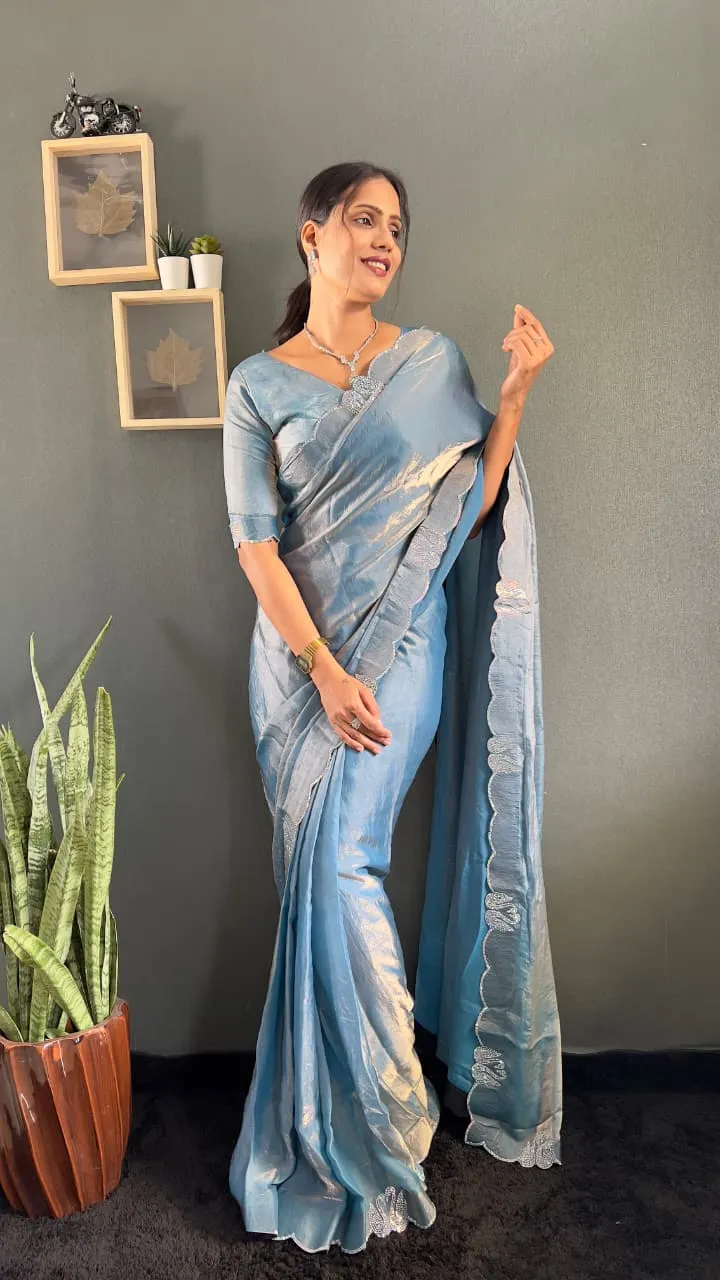 Festive Wear Readymade Saree with Diamond work