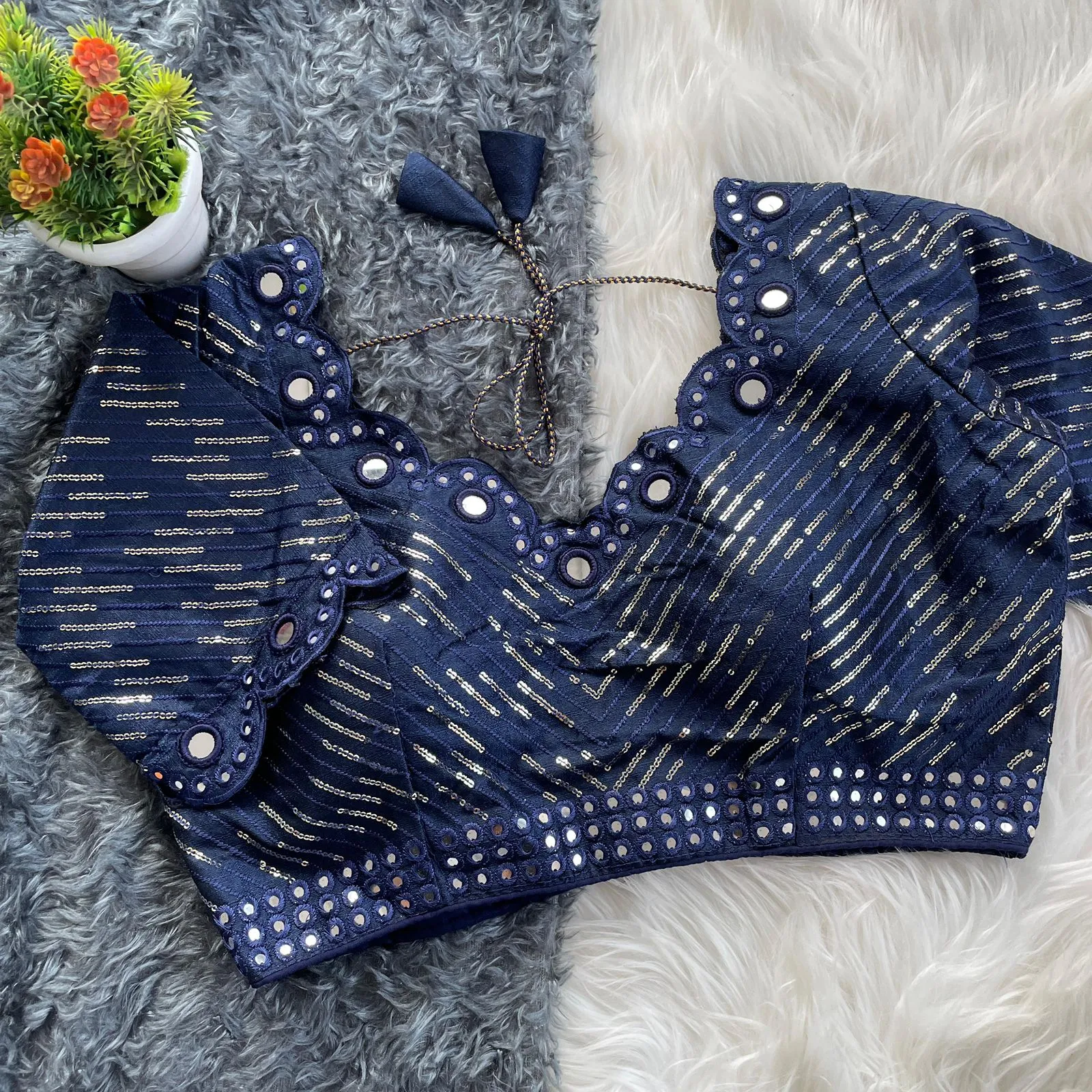 Festive Wear Real mirror work Blouse