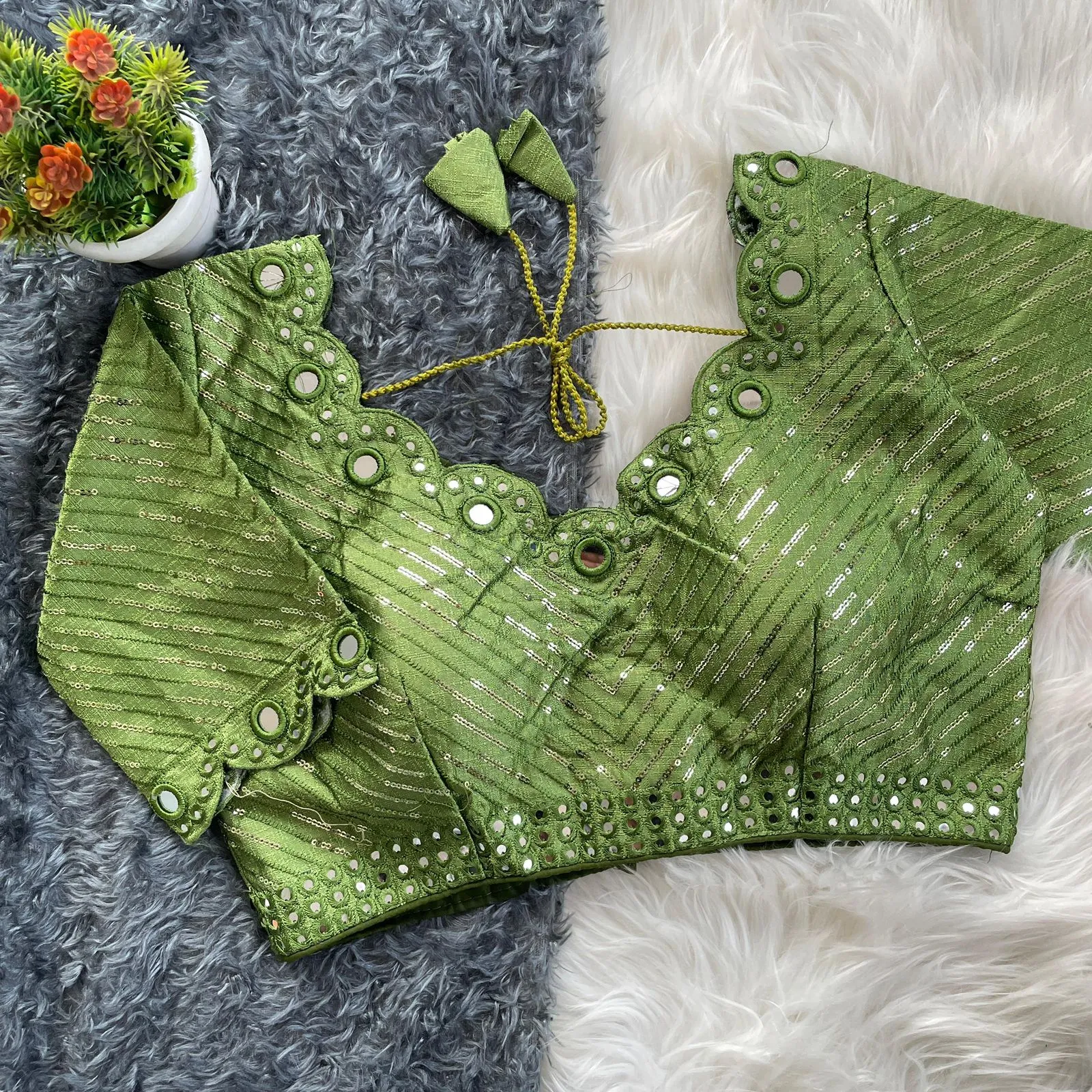 Festive Wear Real mirror work Blouse