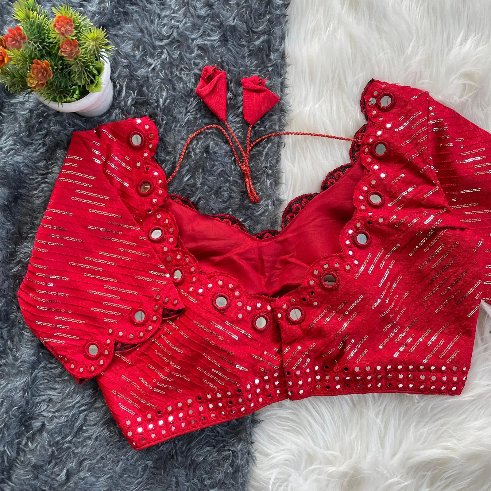 Festive Wear Real mirror work Blouse