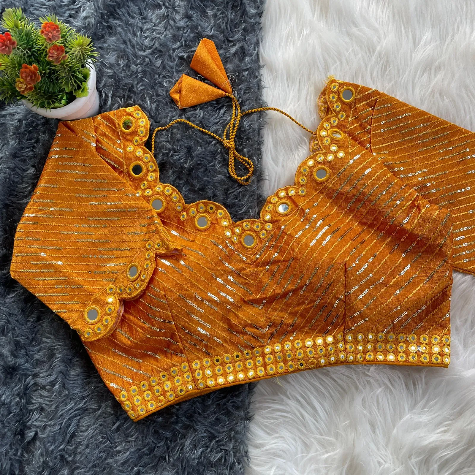 Festive Wear Real mirror work Blouse