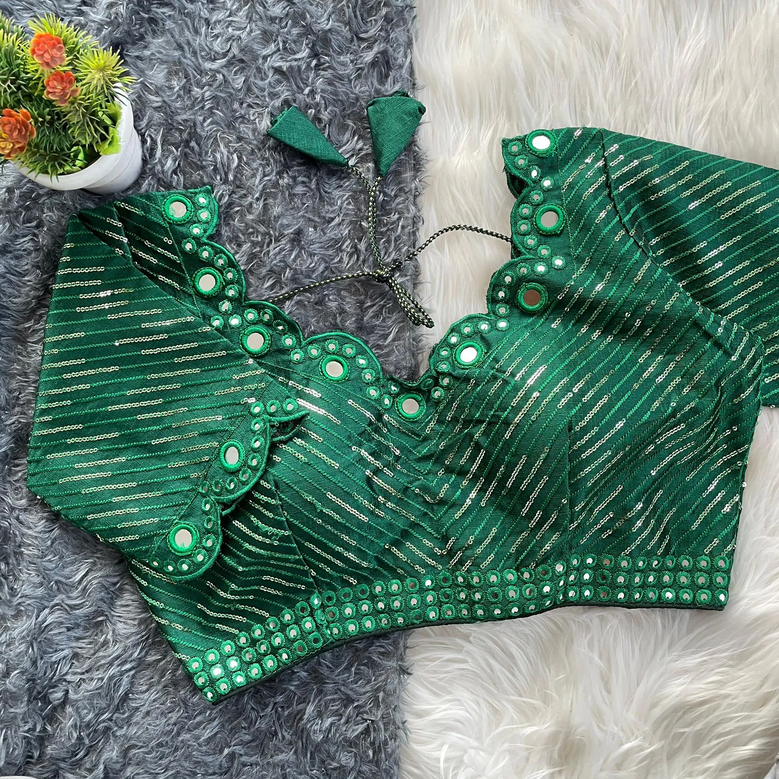 Festive Wear Real mirror work Blouse