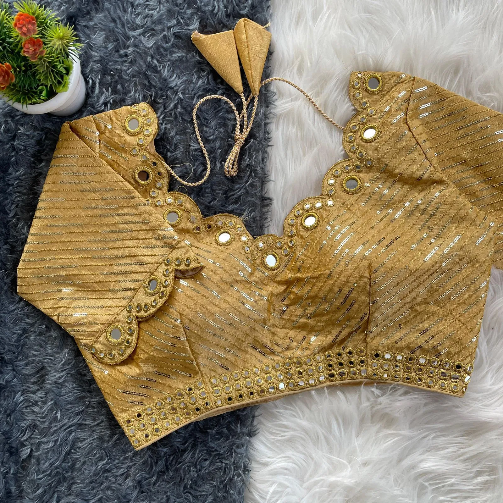Festive Wear Real mirror work Blouse