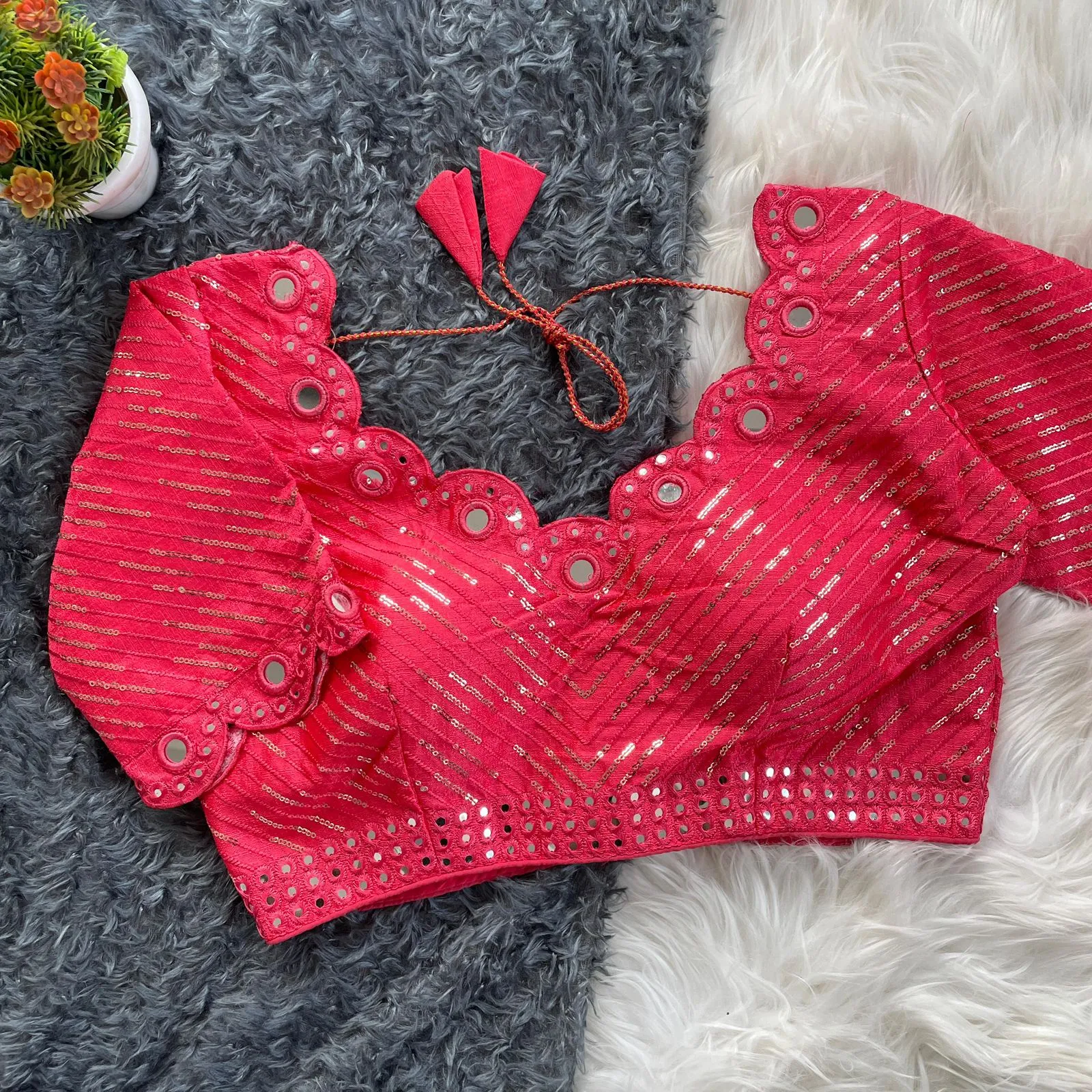 Festive Wear Real mirror work Blouse
