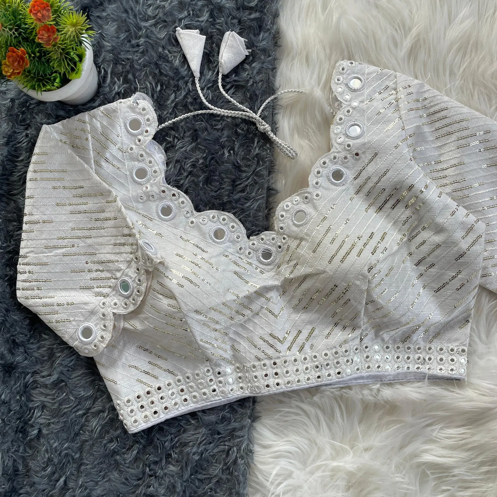 Festive Wear Real mirror work Blouse