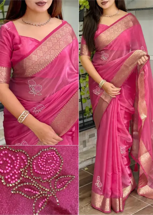 Festive Wear Savroski Work Saree