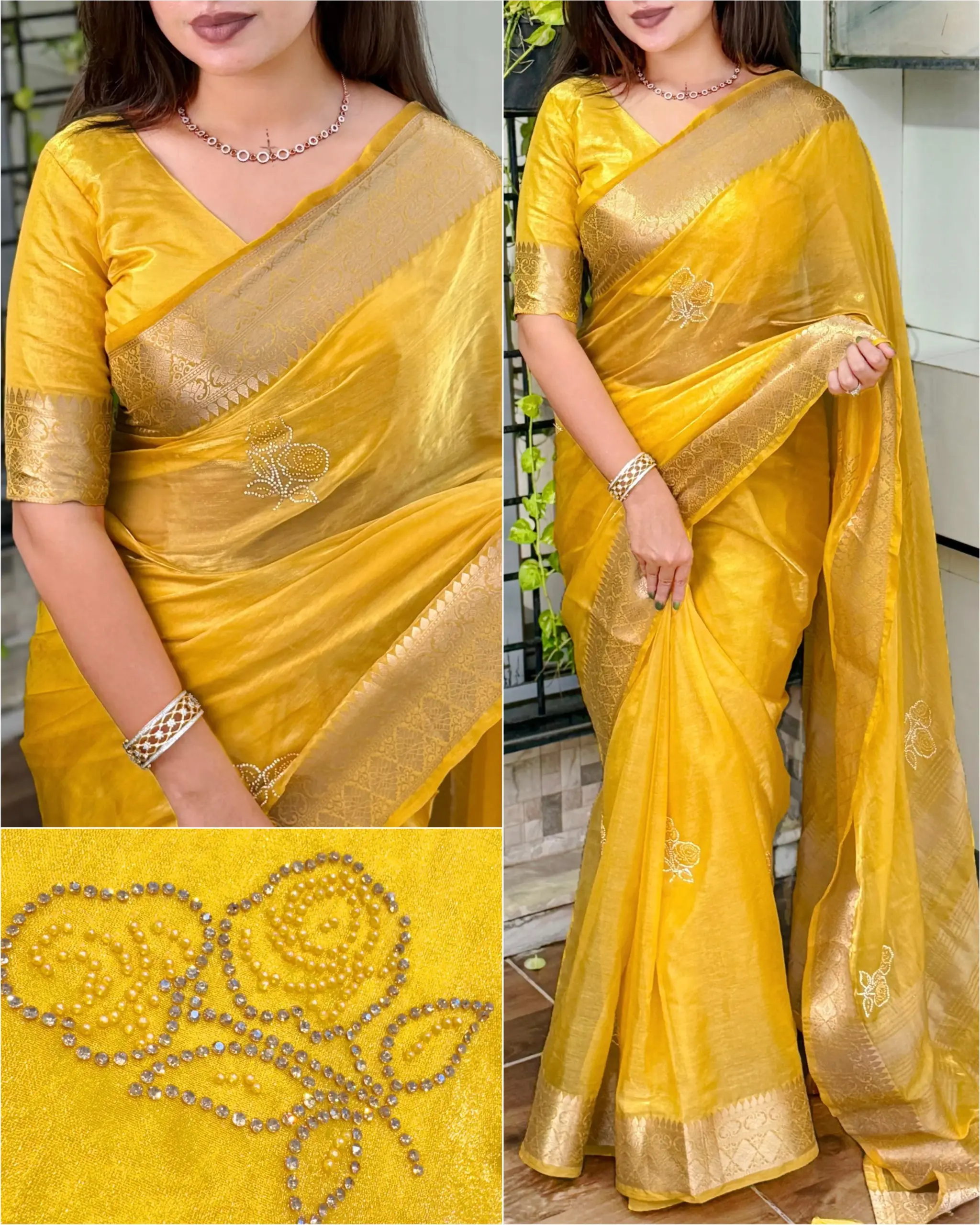 Festive Wear Savroski Work Saree