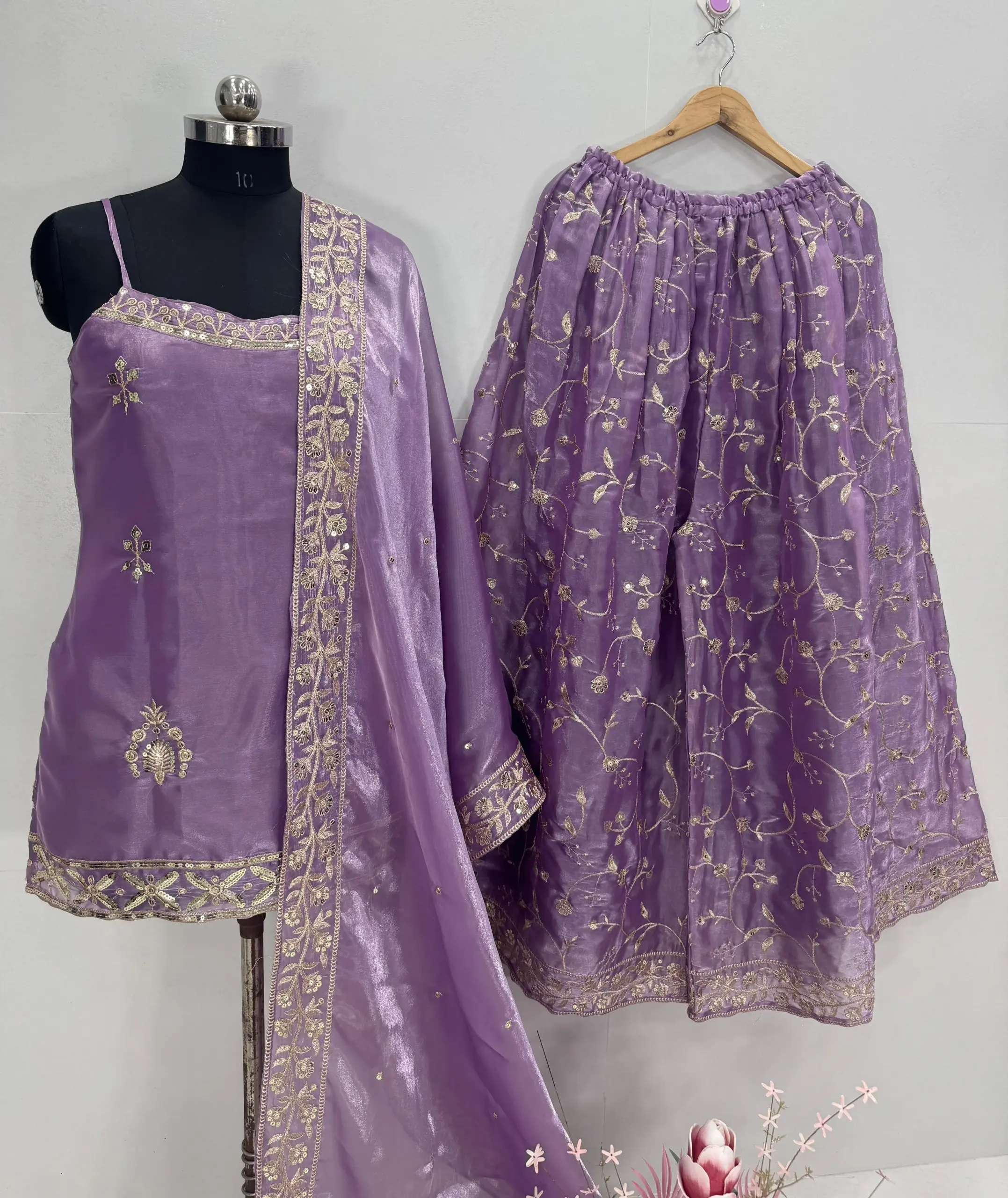 Festive Wear Flaired Plazzo Suit