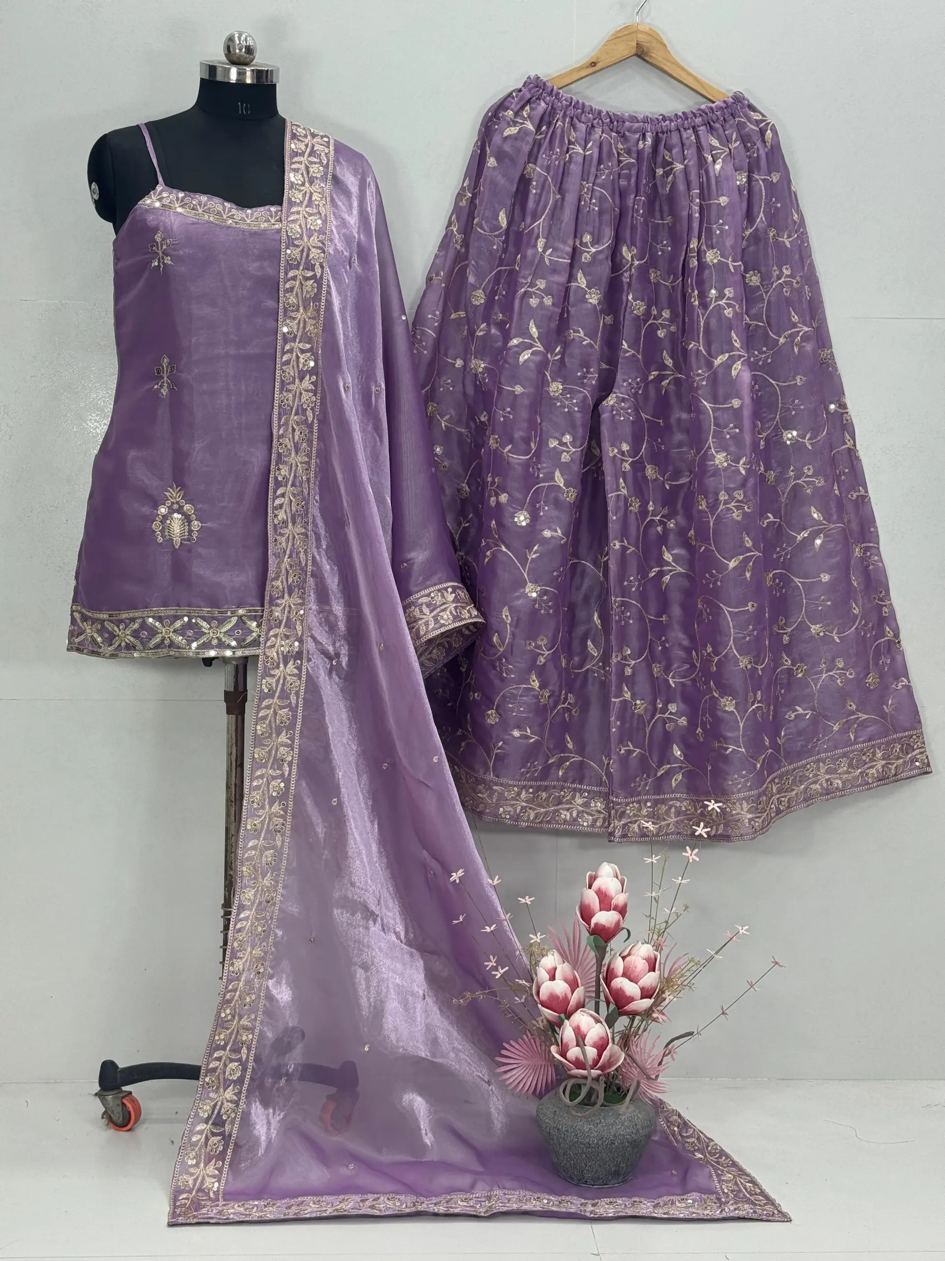 Festive Wear Flaired Plazzo Suit