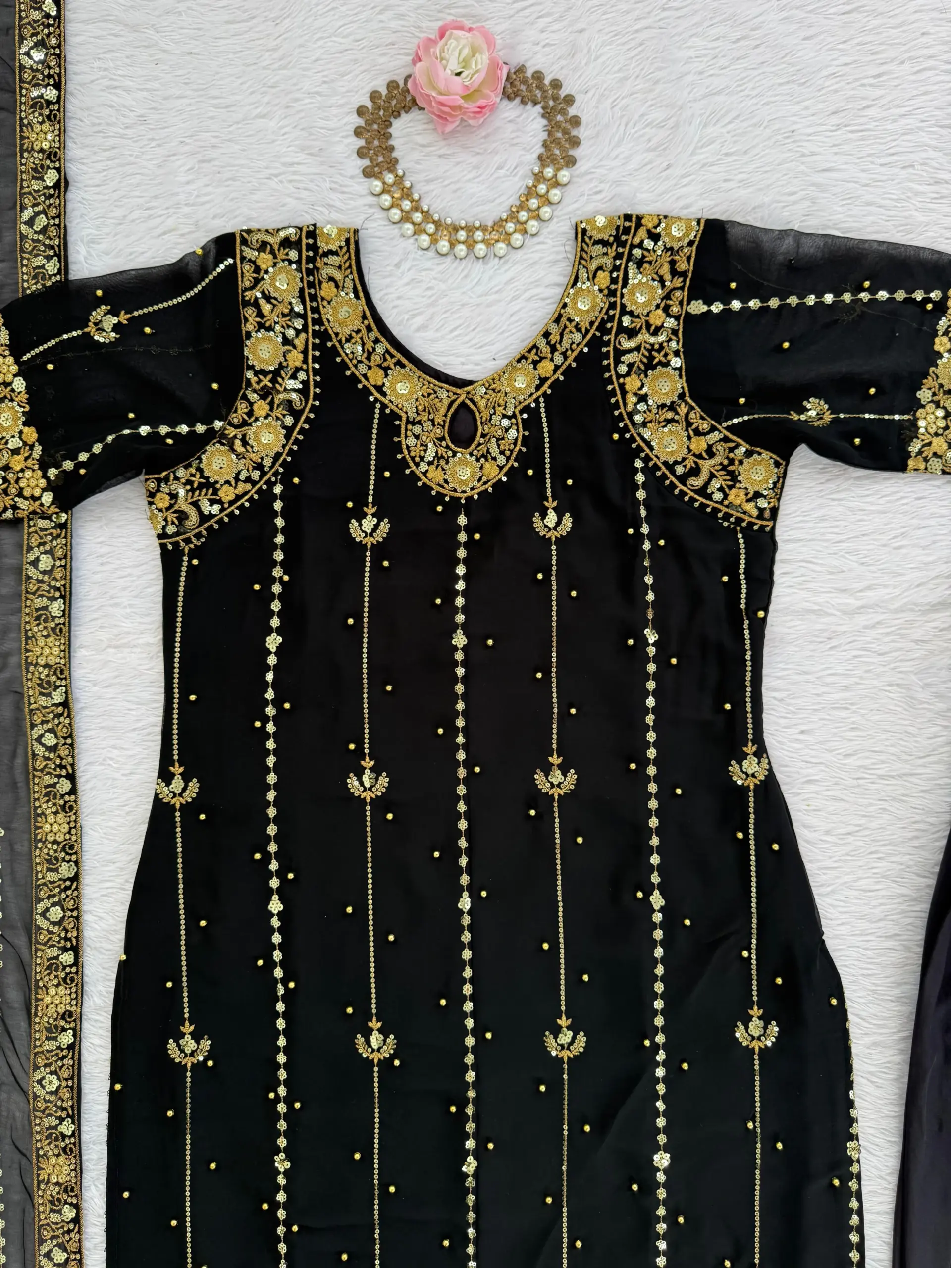 Festive Wear Straight Black Pakistani Suit