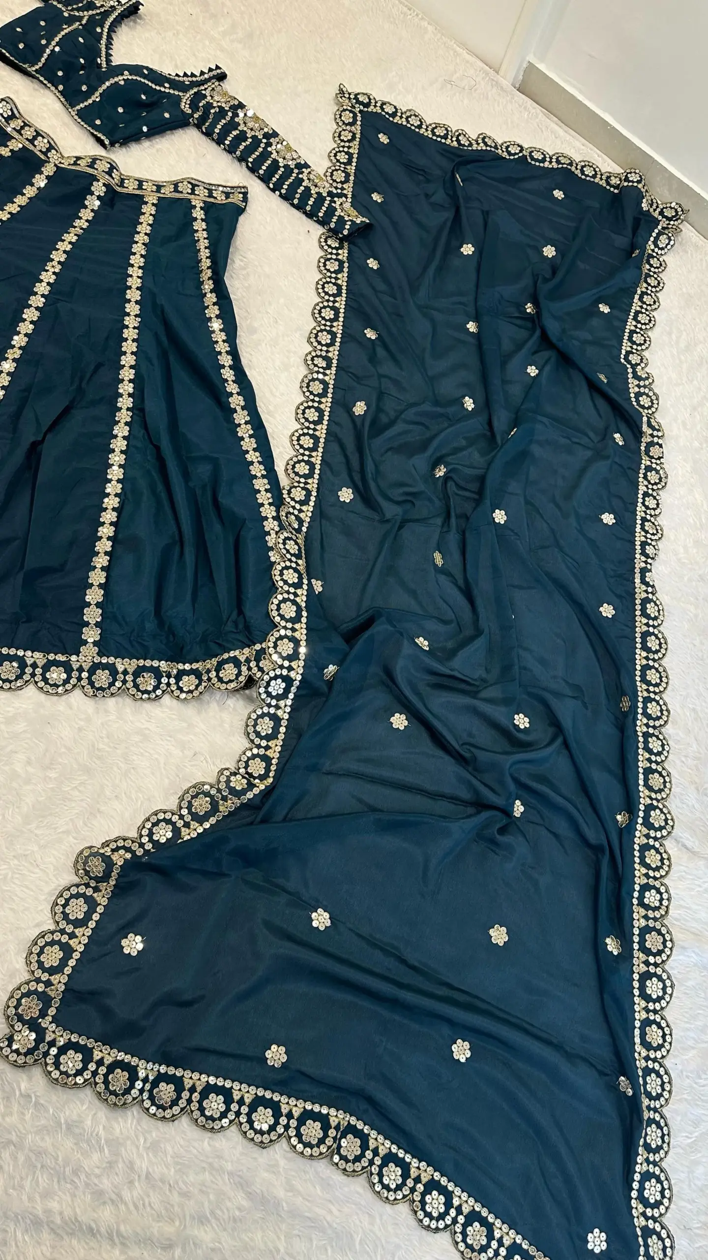 Festive Wear Teal Wedding Lehenga