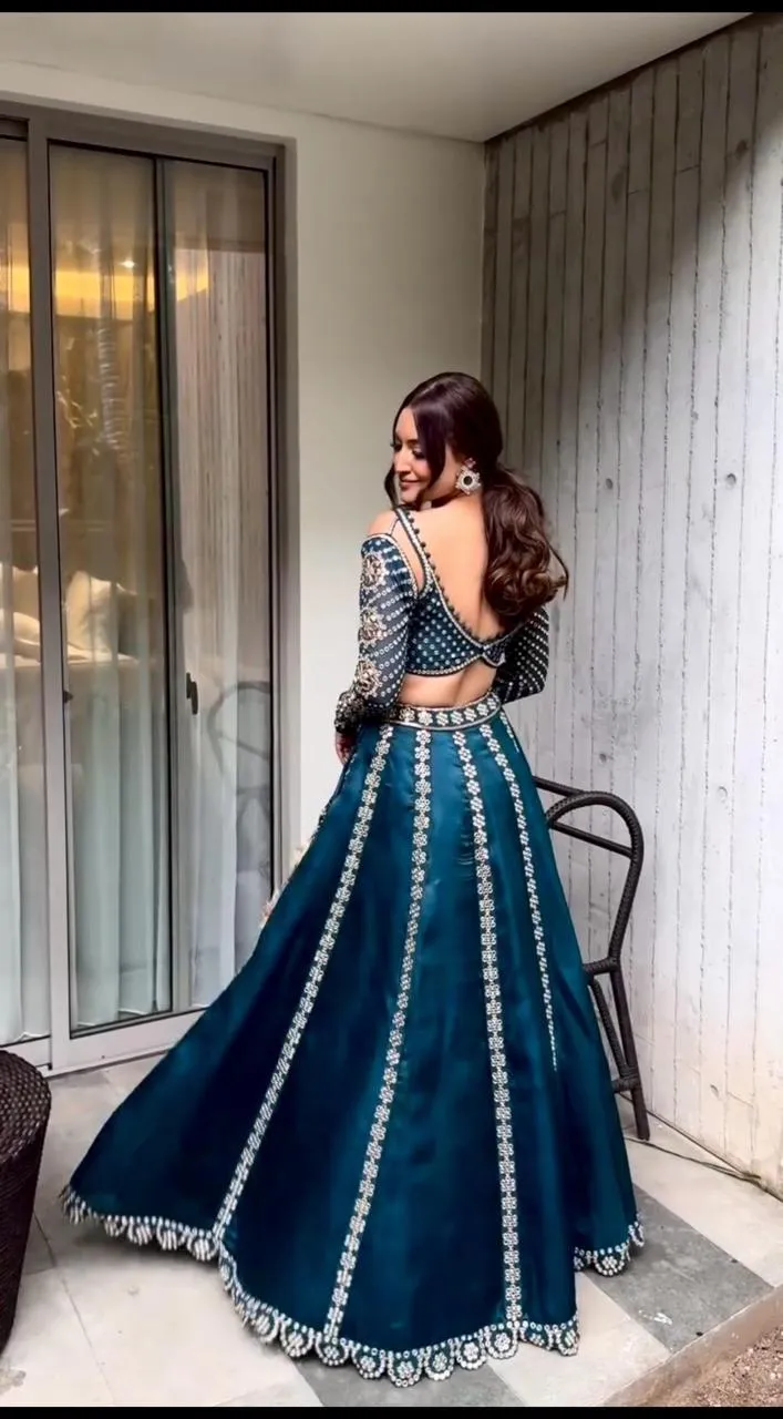 Festive Wear Teal Wedding Lehenga