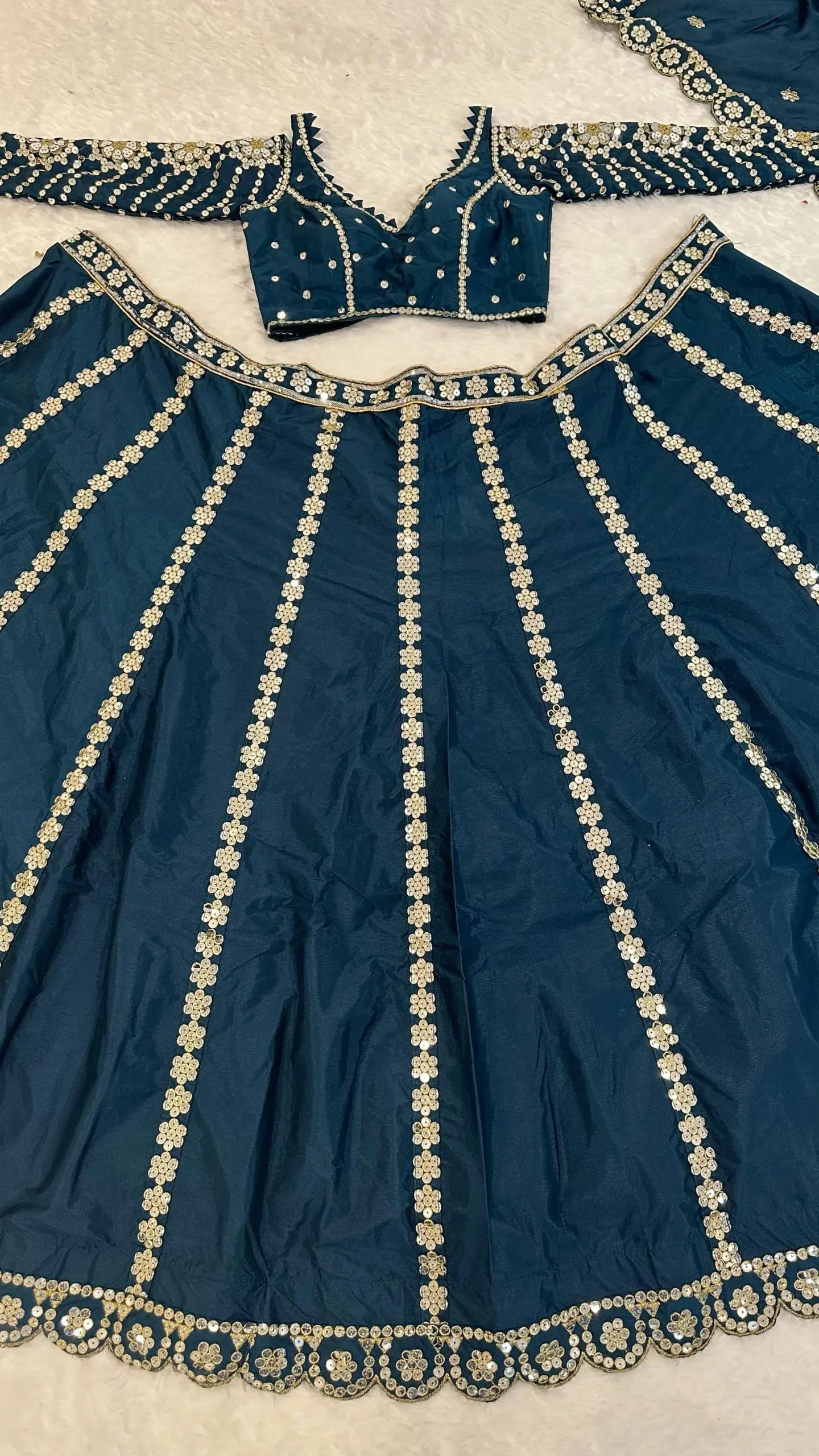 Festive Wear Teal Wedding Lehenga