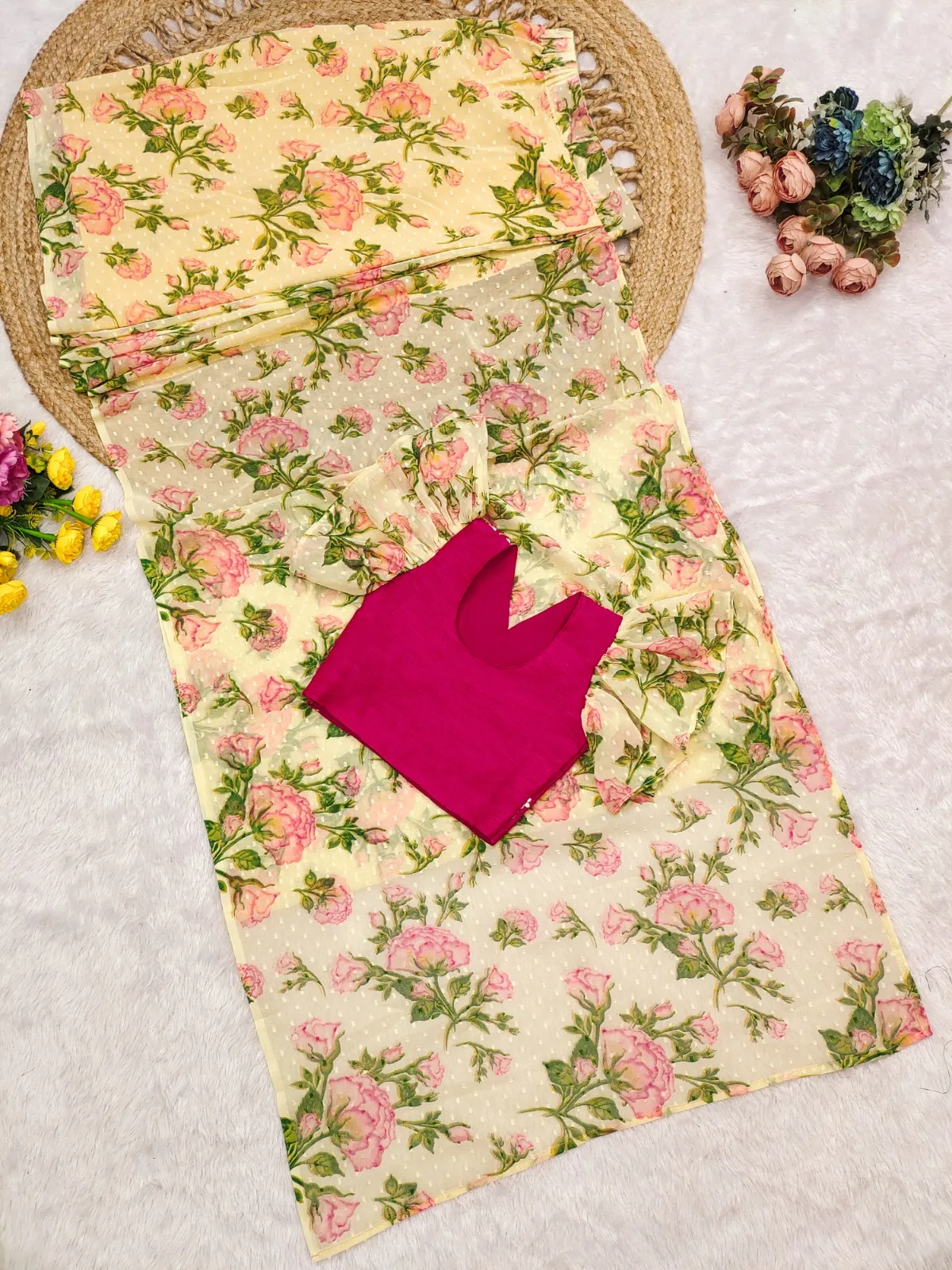 Floral Readymade Saree For Small Girls Kids