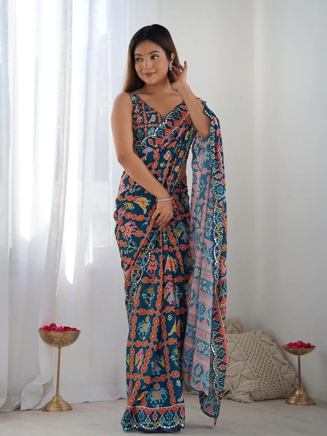 Georgette Traditonal Printed Saree