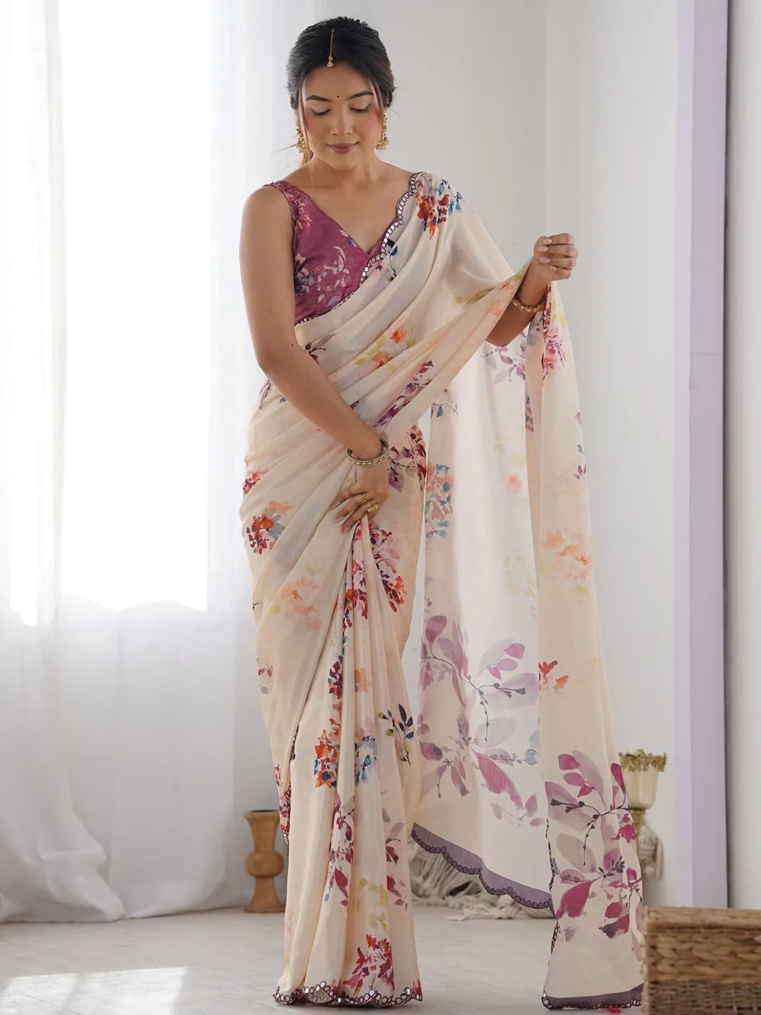 Georgette Traditonal Printed Saree