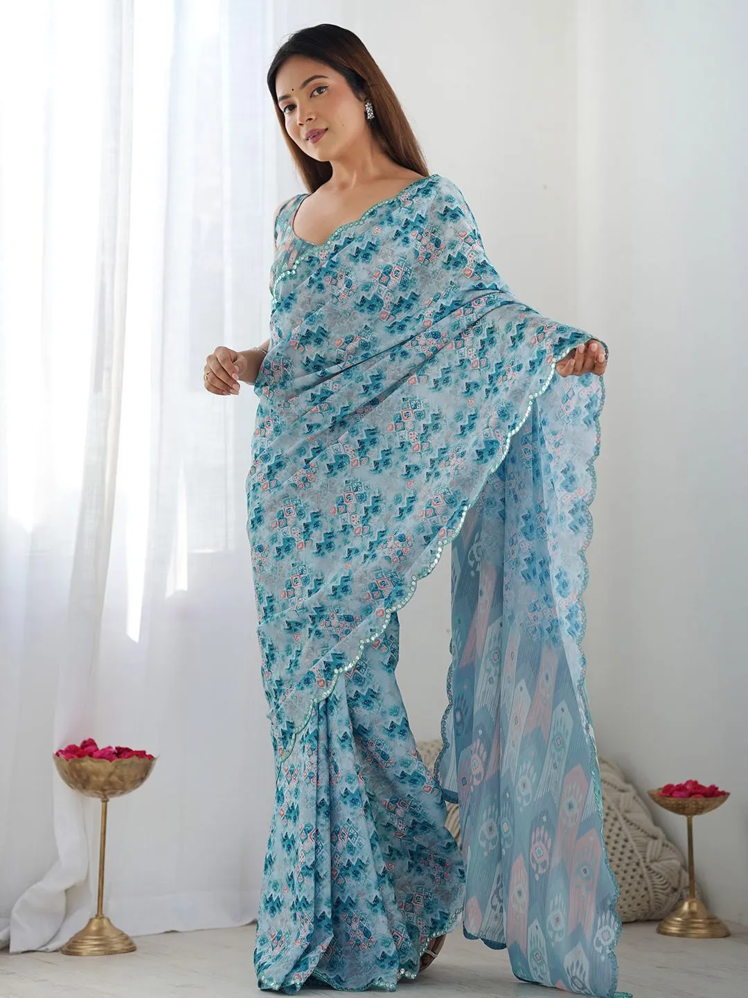 Georgette Traditonal Printed Saree