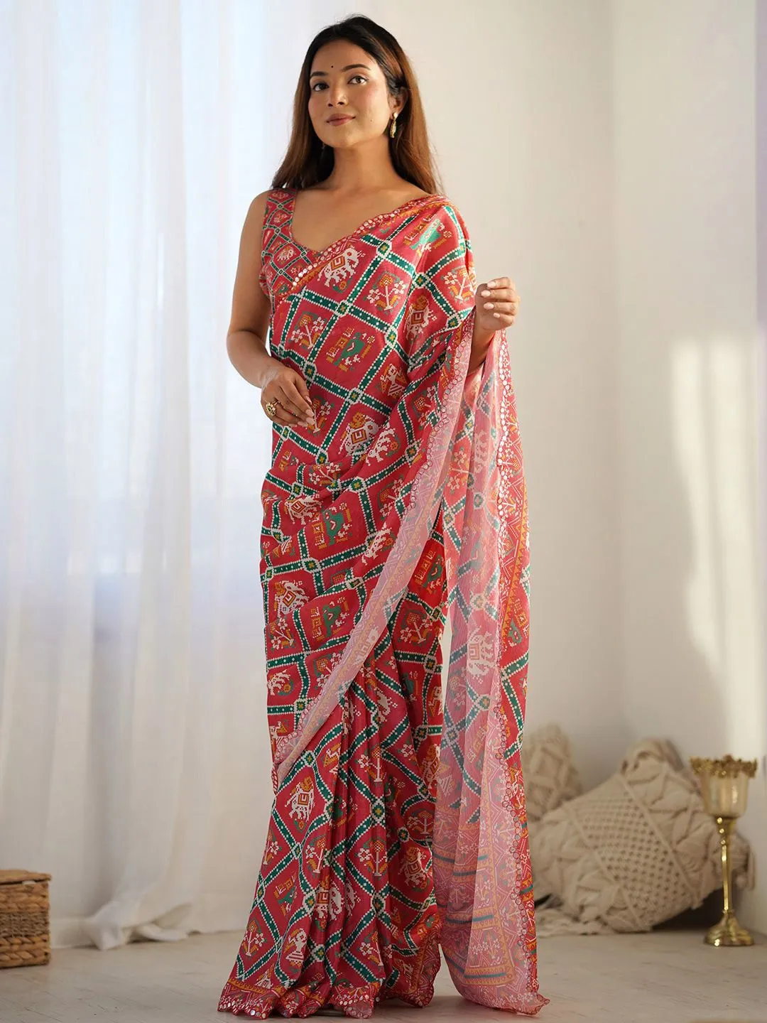 Georgette Traditonal Printed Saree