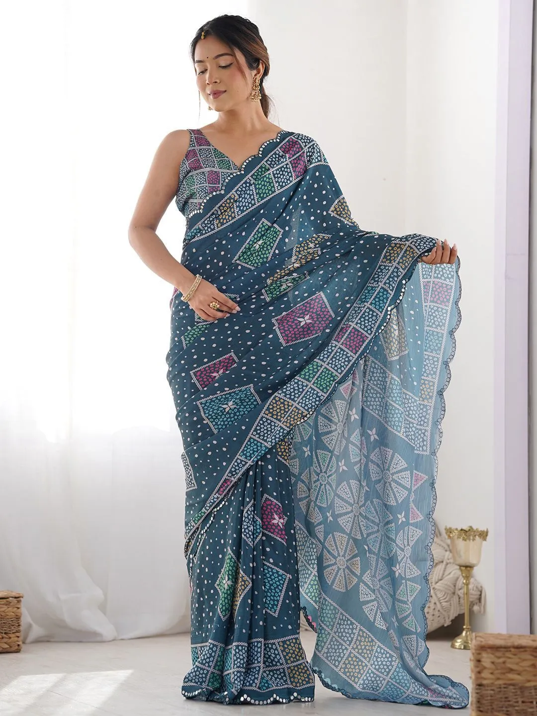 Georgette Traditonal Printed Saree
