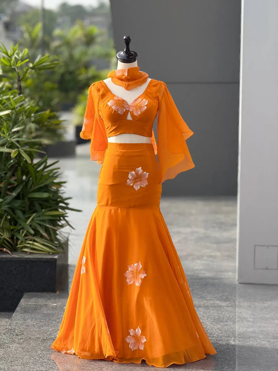 Handpainted Fish Cut Lehenga Fancy