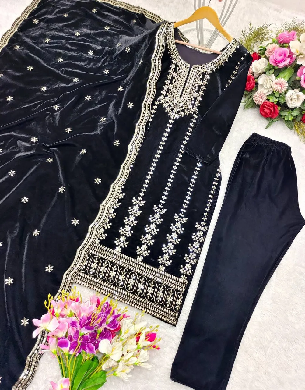 Heavy Embroidery Velvet Salwar Suit