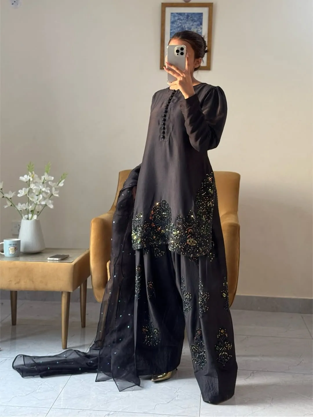 Inspired Black Farsi Salwar Suit