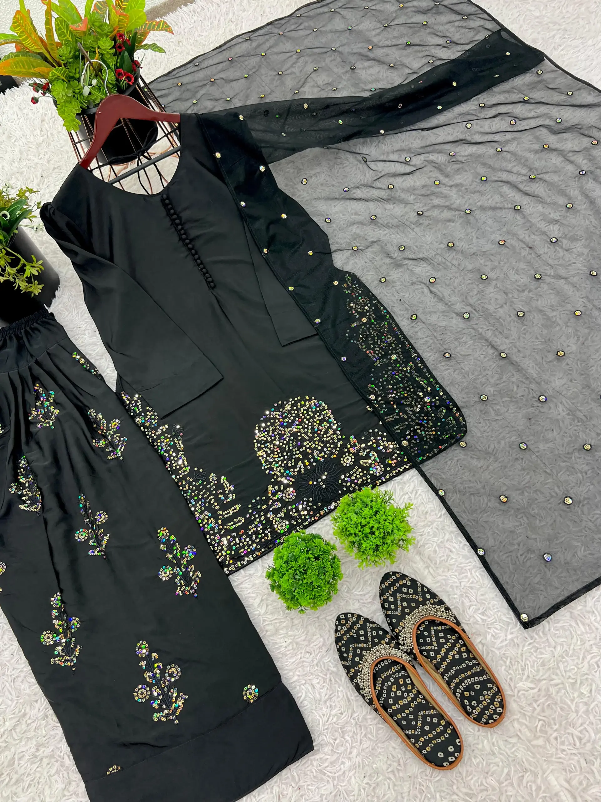 Inspired Black Farsi Salwar Suit - Image 2