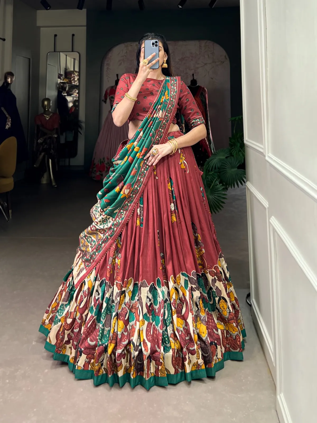 Kalamkari Printed Lehenga Choli For Festival