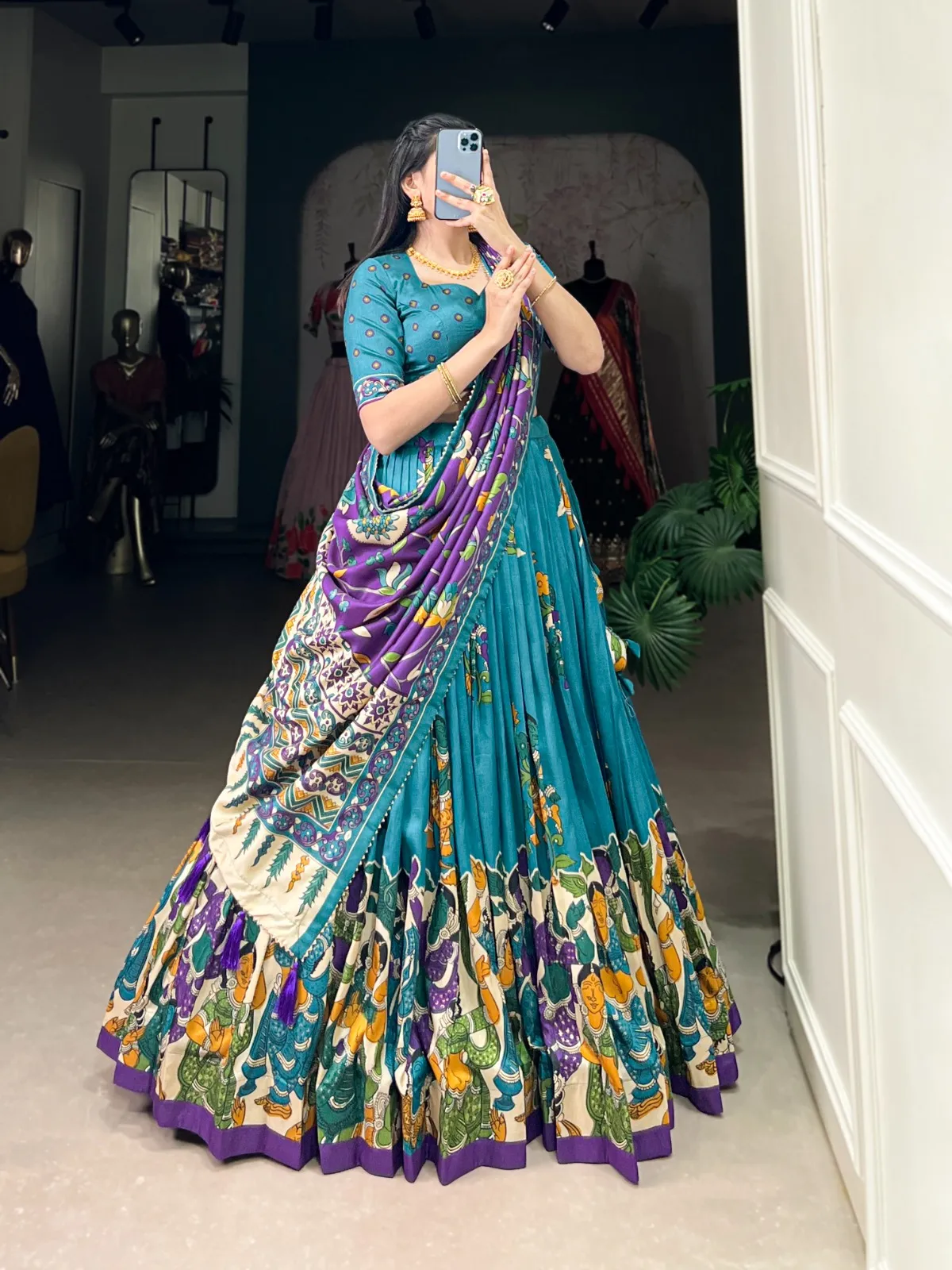 Kalamkari Printed Lehenga Choli For Festival