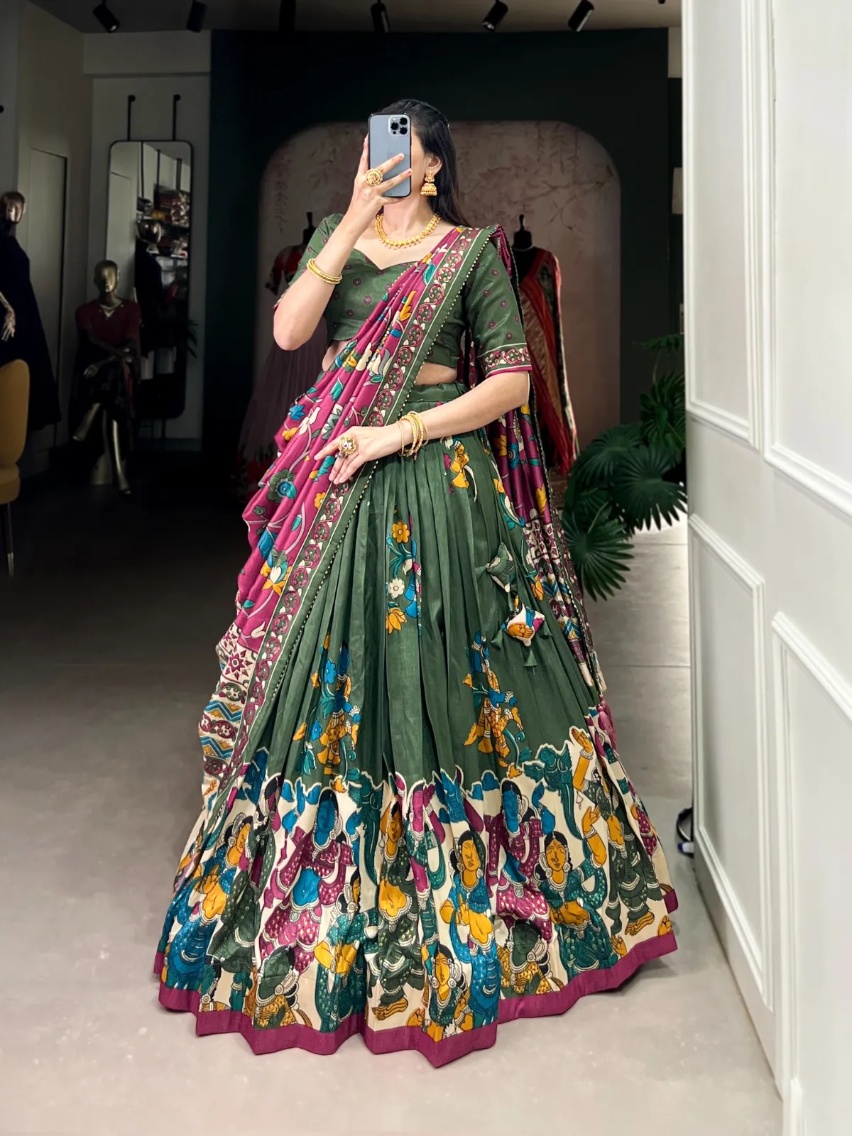 Kalamkari Printed Lehenga Choli For Festival