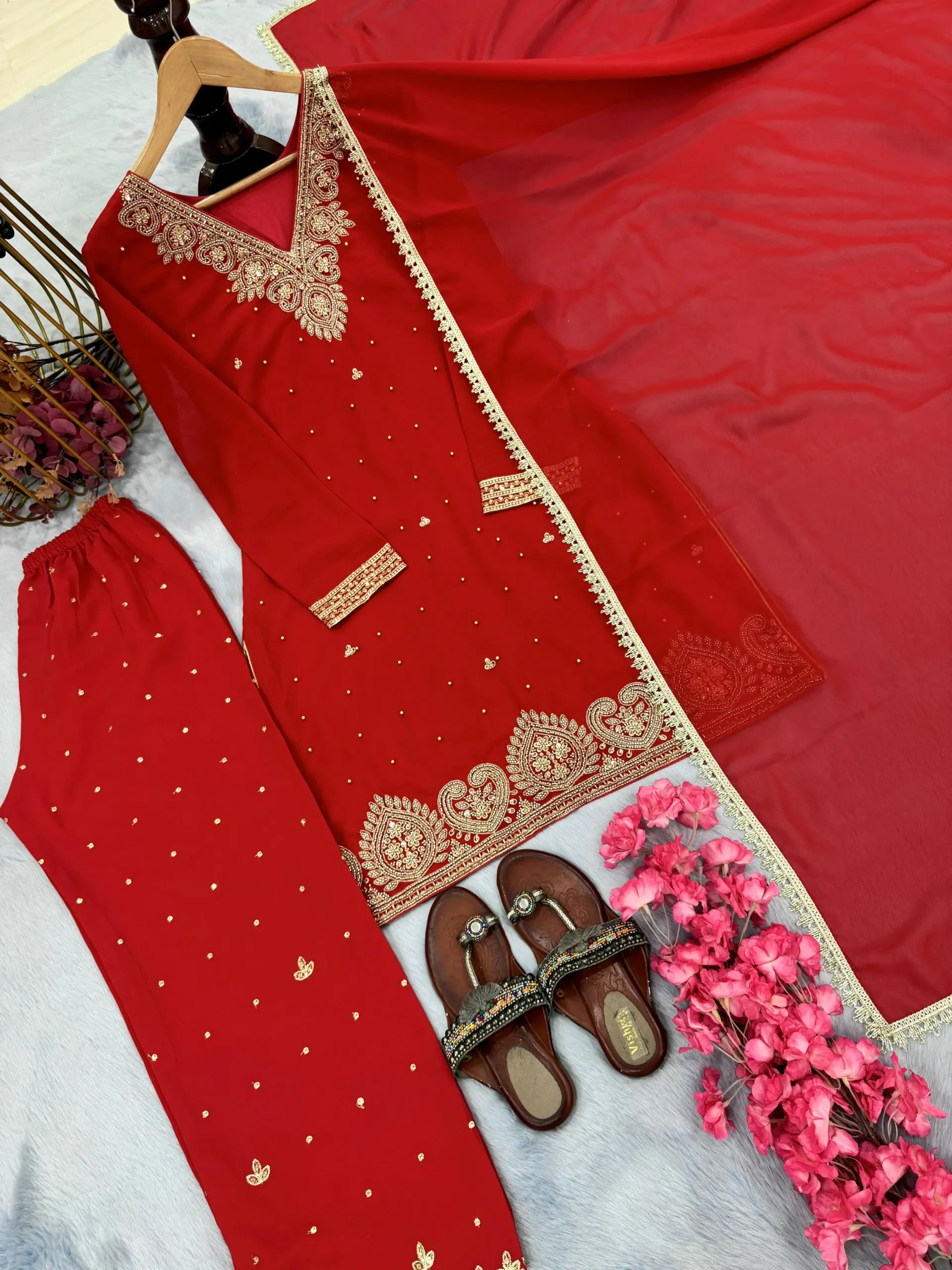 Karwa Chauth Special Red Embroidery Suit