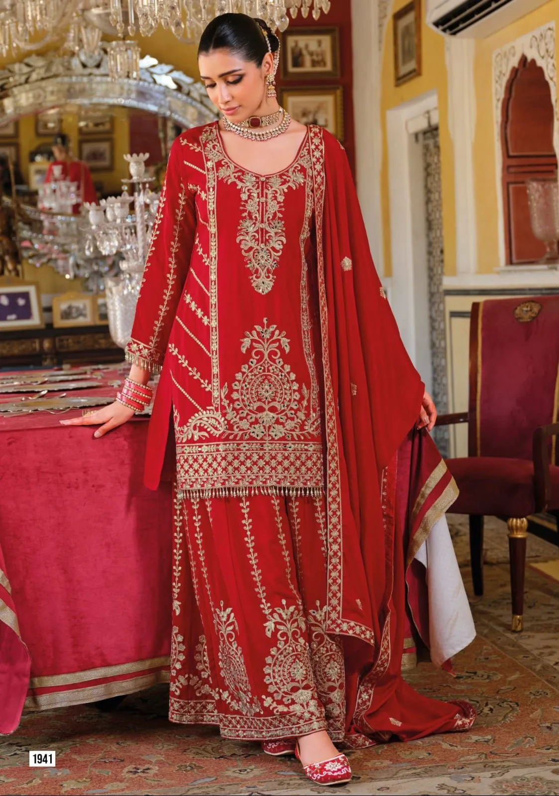 Karwa Chauth Special Red Sharara Salwar Suit