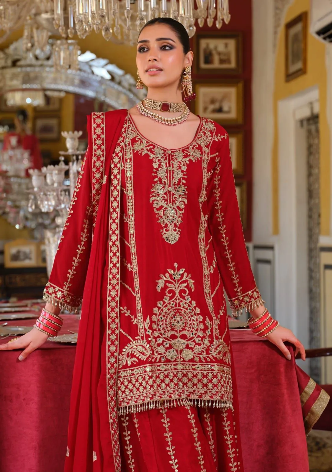 Karwa Chauth Special Red Sharara Salwar Suit