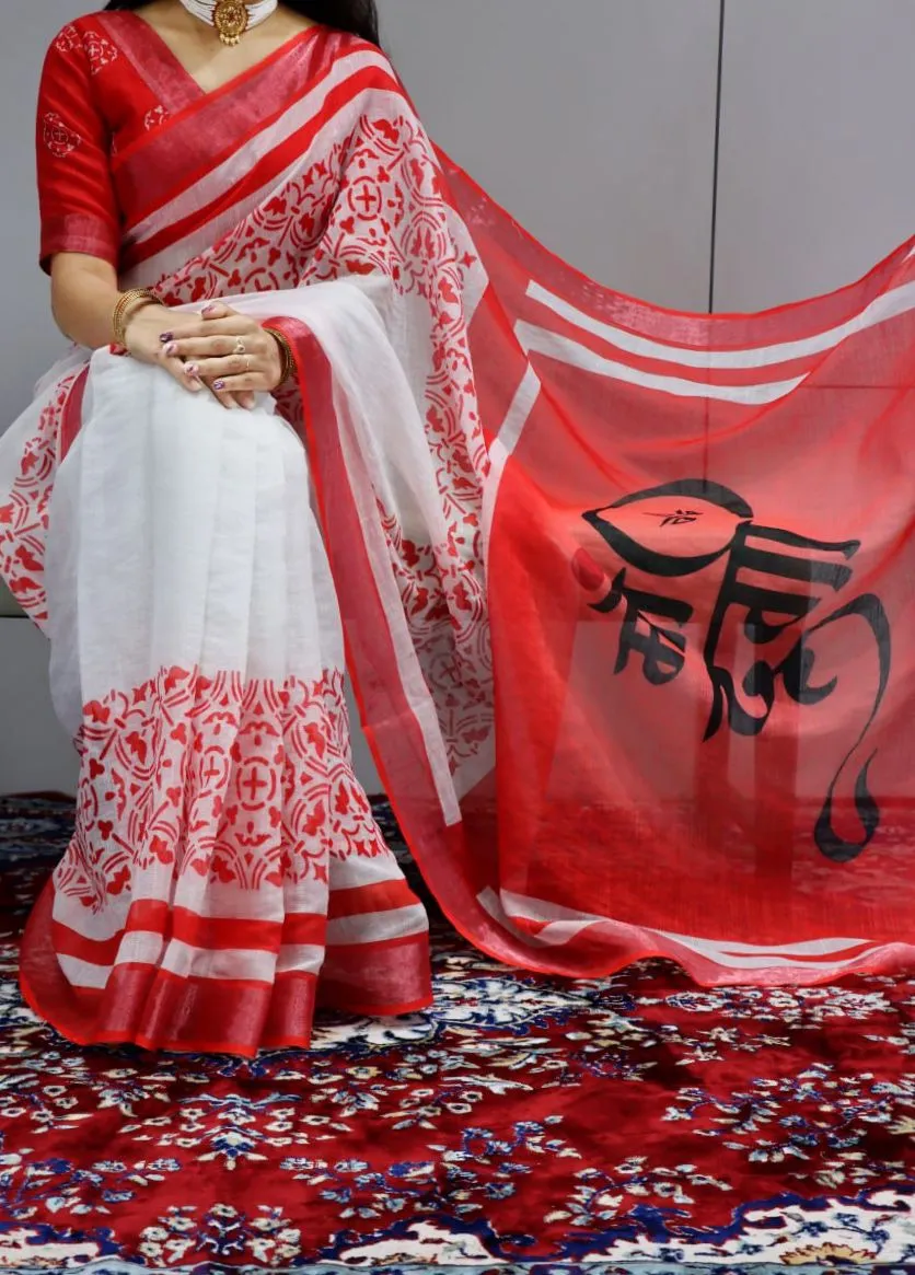 Linen Sarees For Durga Pooja 2025 Design