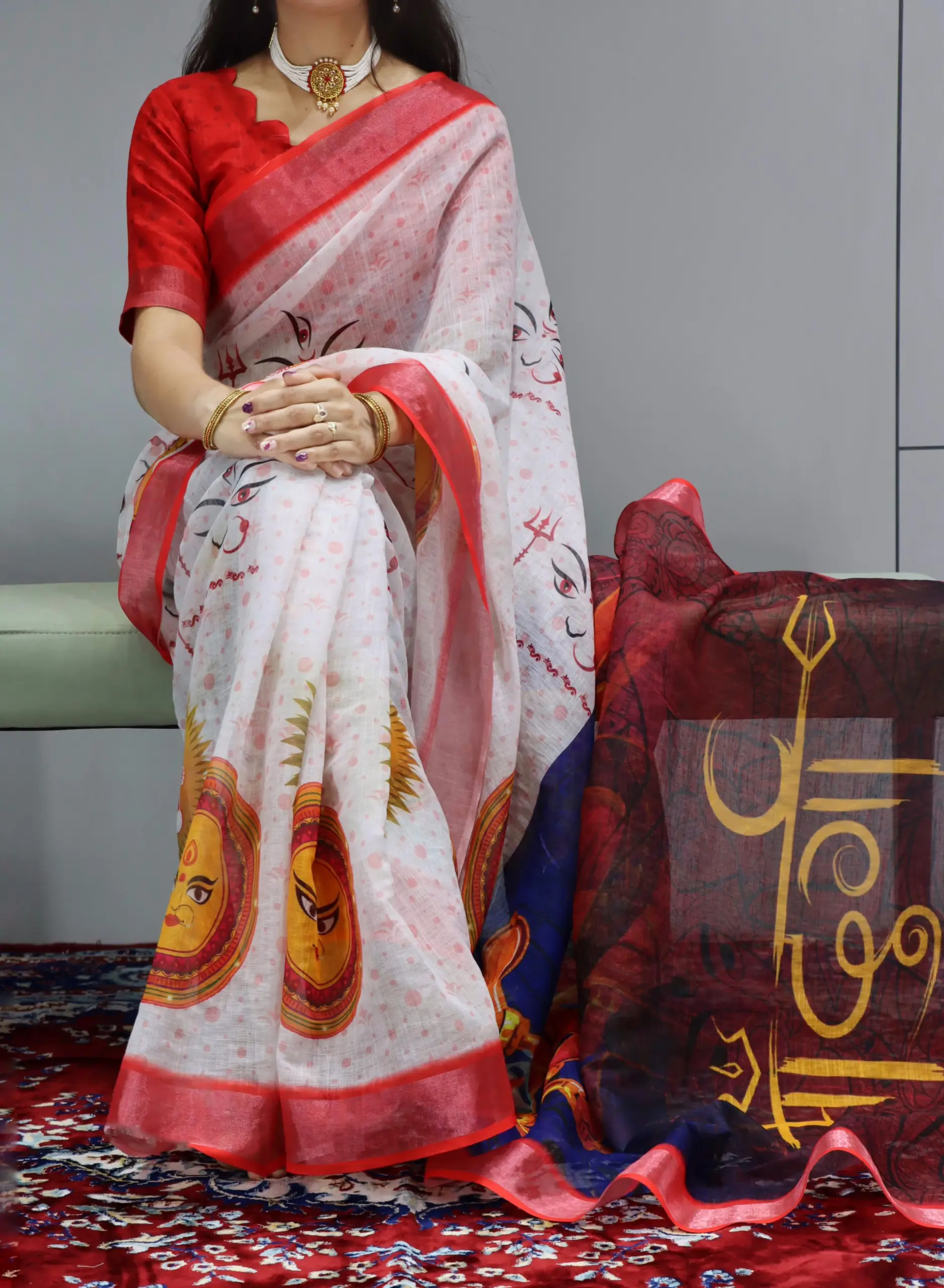 Linen Sarees For Durga Pooja 2025 Design