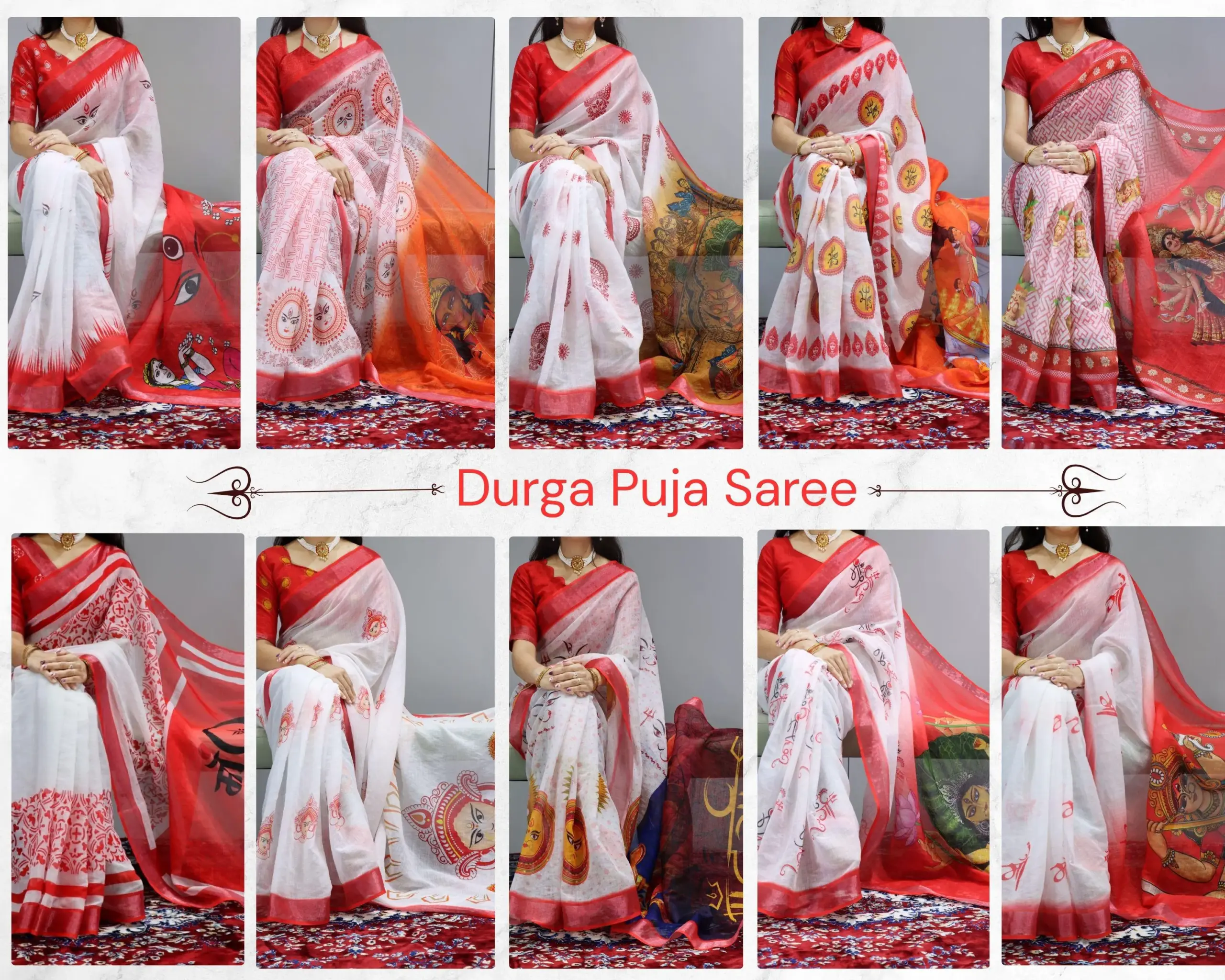 Linen Sarees For Durga Pooja 2025 Design