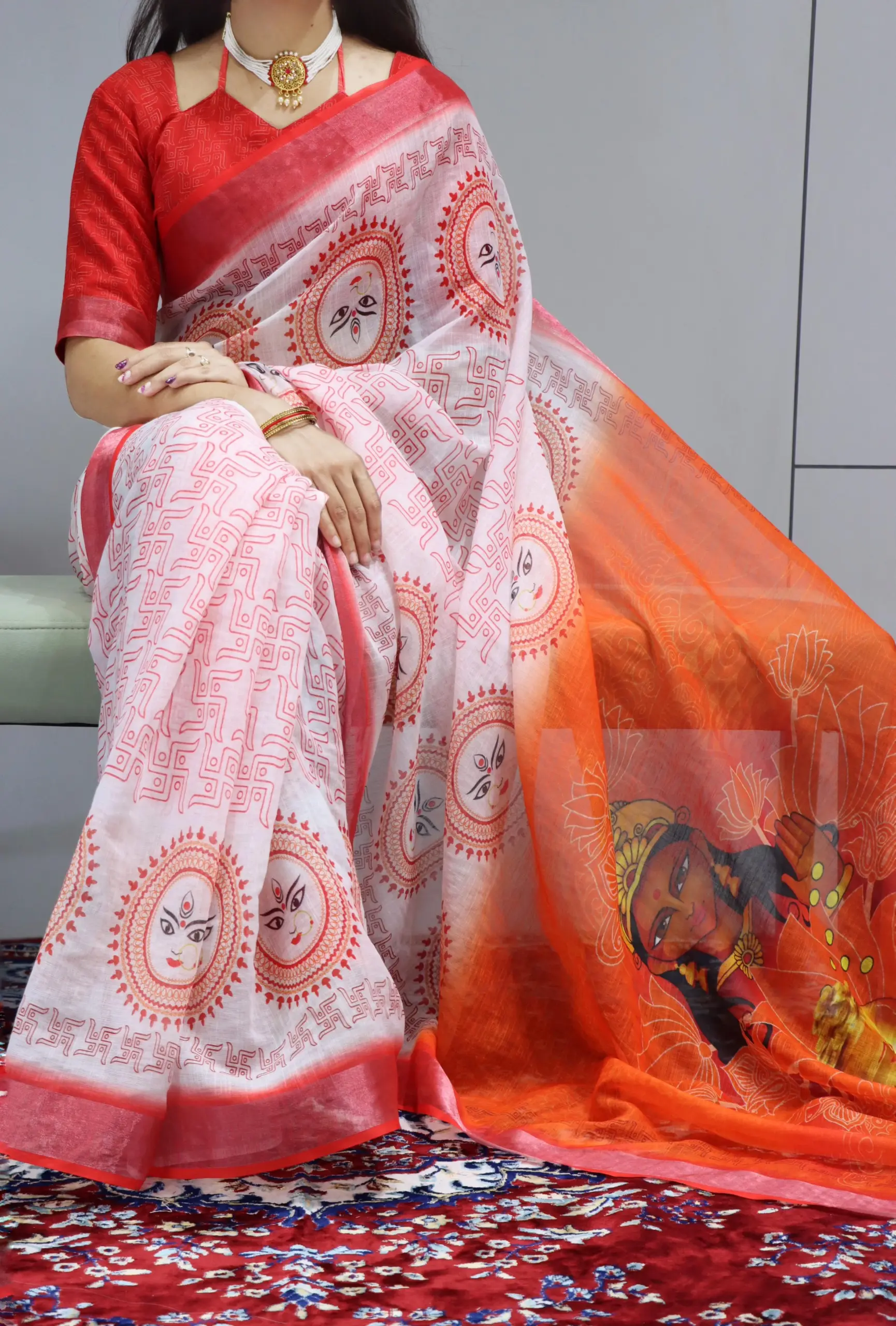 Linen Sarees For Durga Pooja 2025 Design