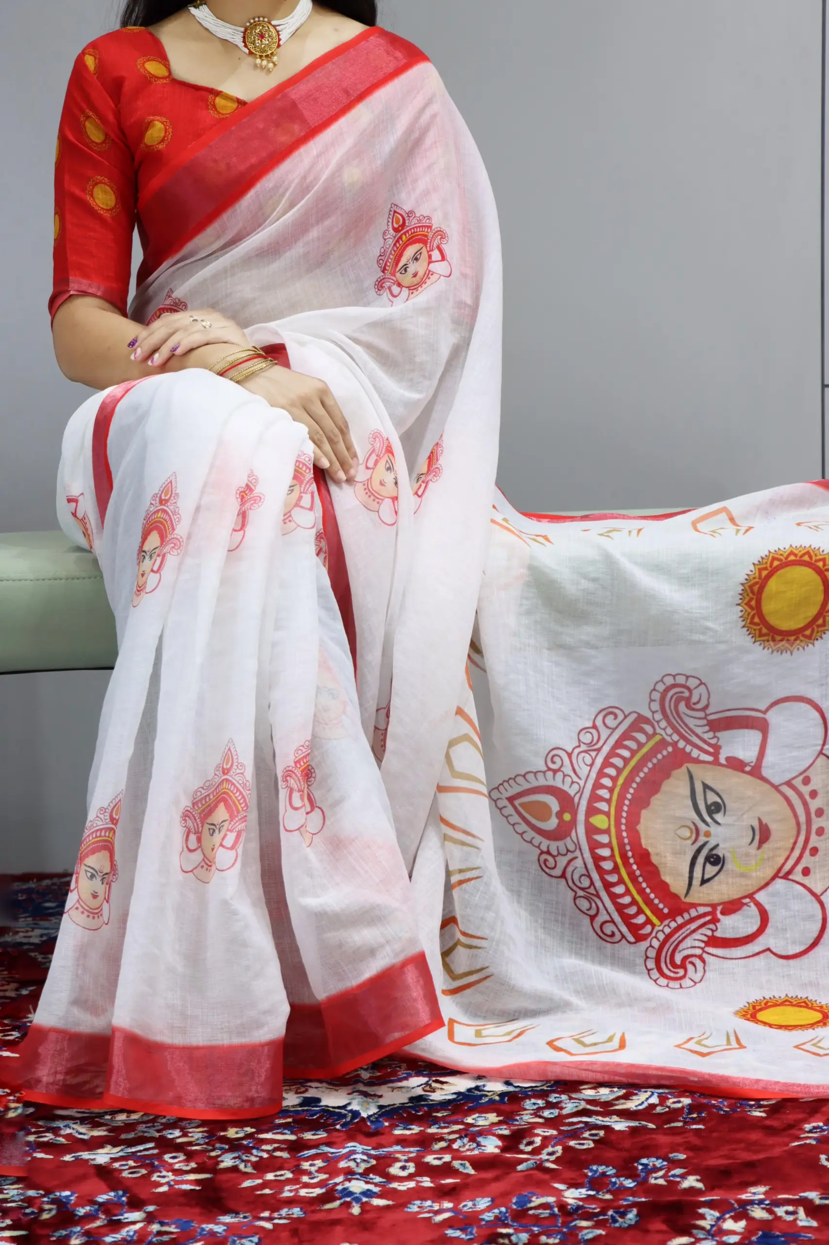 Linen Sarees For Durga Pooja 2025 Design