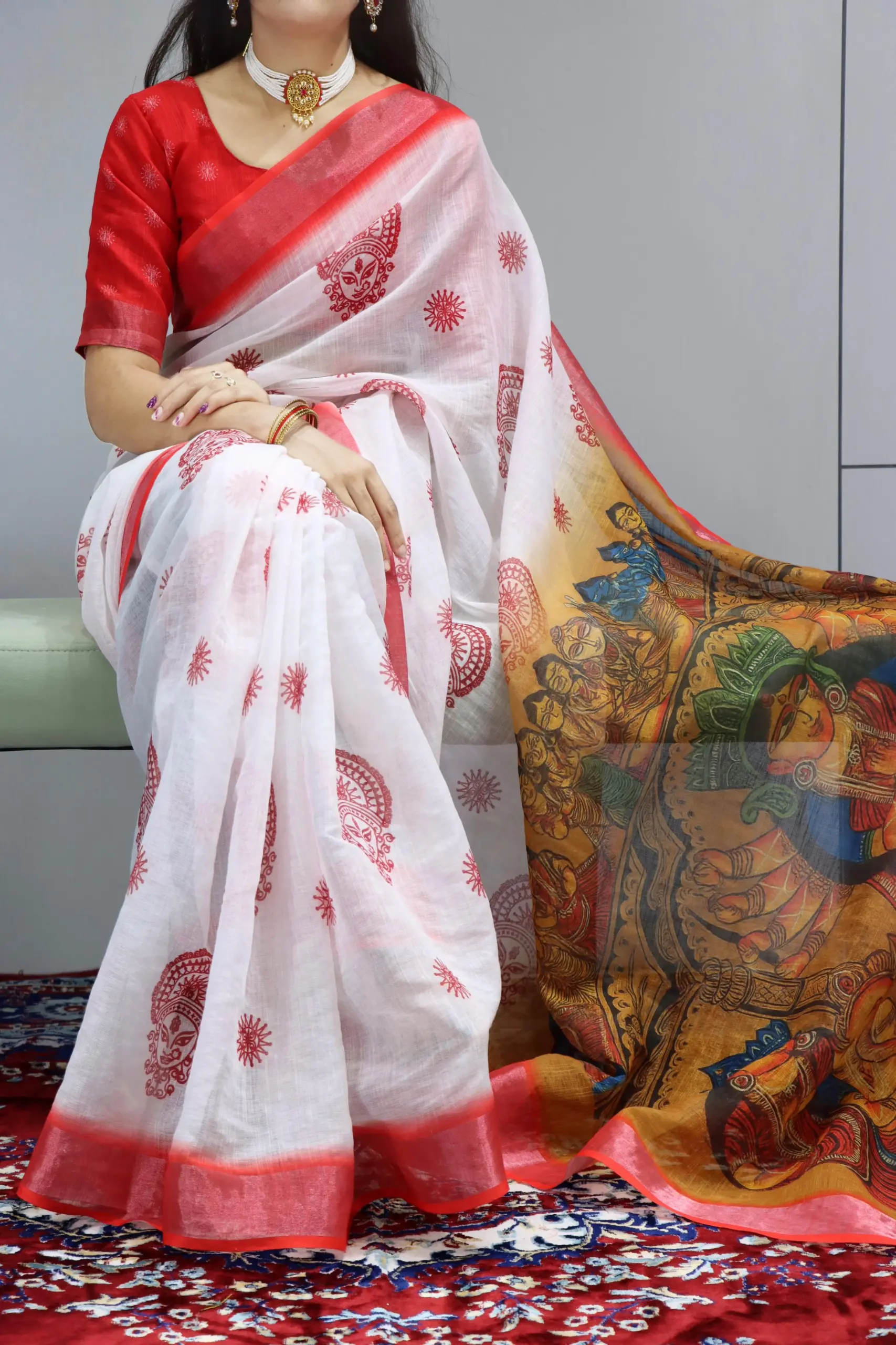 Linen Sarees For Durga Pooja 2025 Design