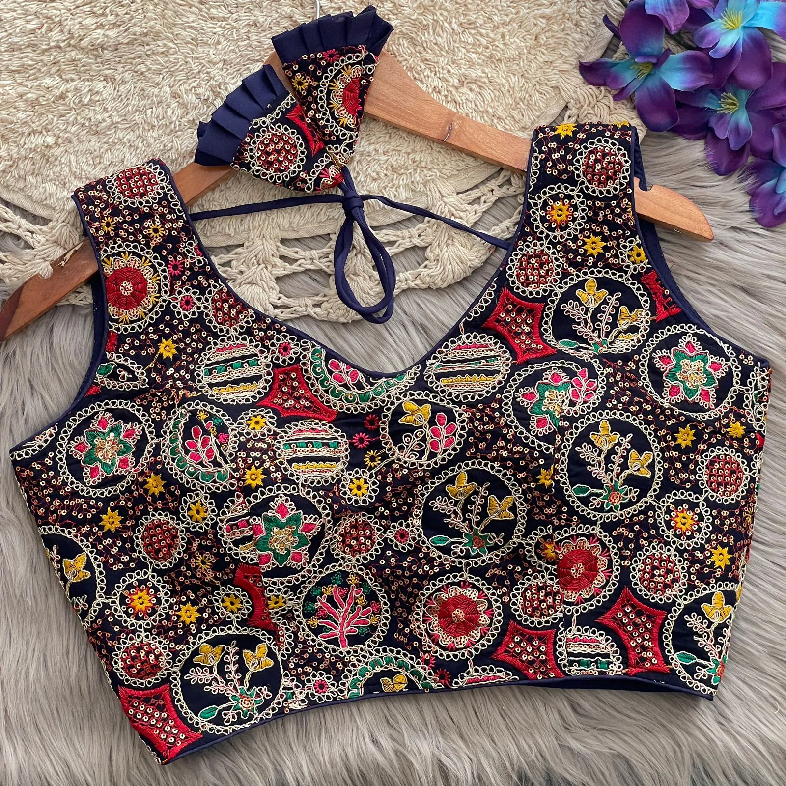 Multi Color Embroidered Wedding Wear Blouse
