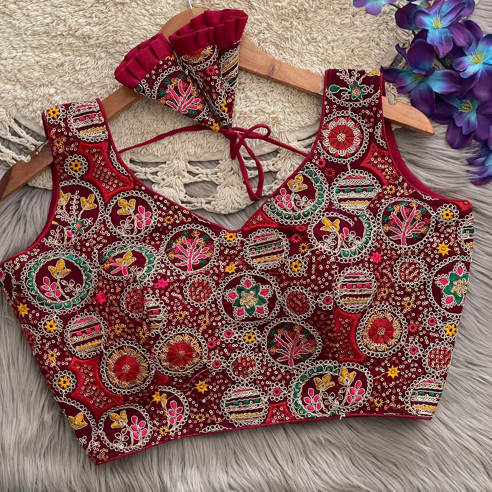 Multi Color Embroidered Wedding Wear Blouse