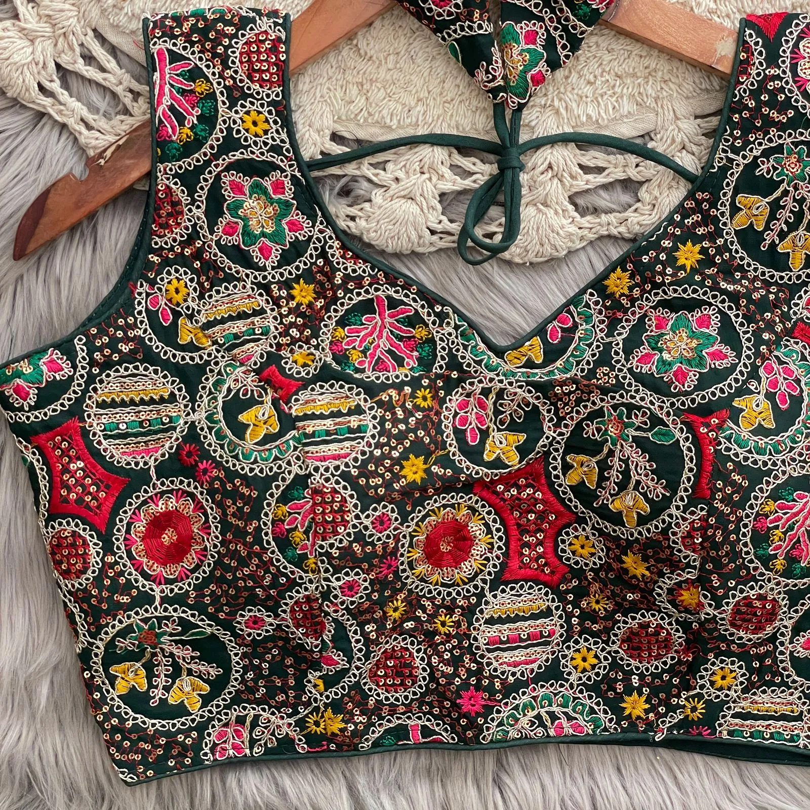 Multi Color Embroidered Wedding Wear Blouse