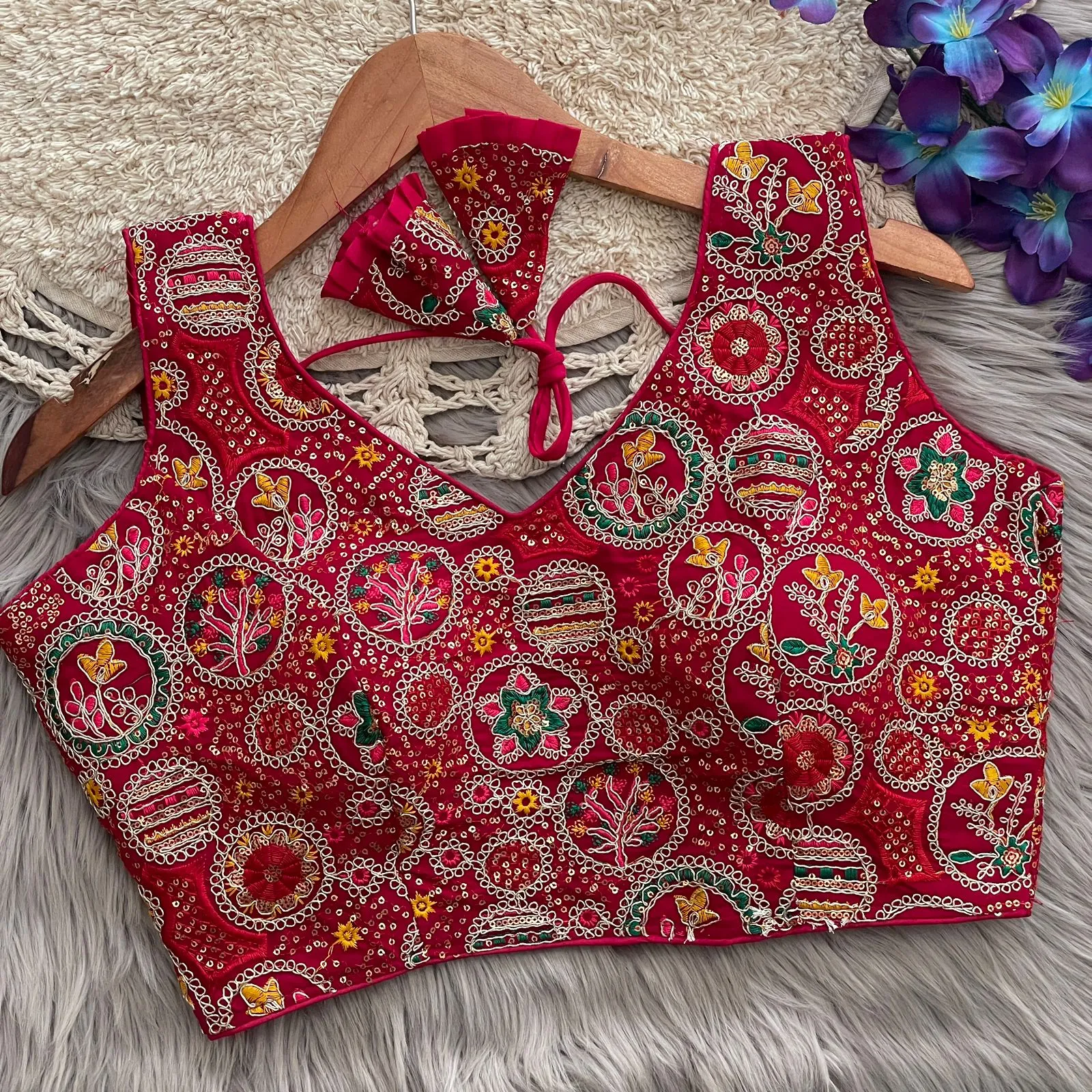 Multi Color Embroidered Wedding Wear Blouse