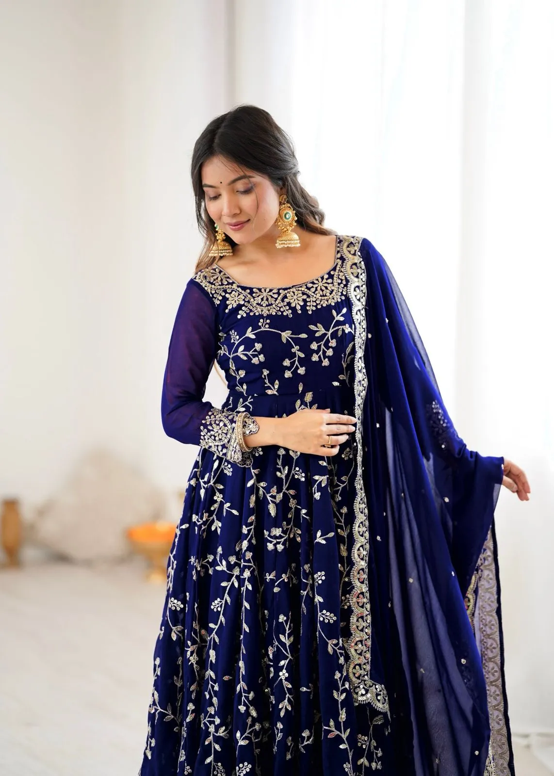 Navy Blue Wedding wear Anarkali Suit