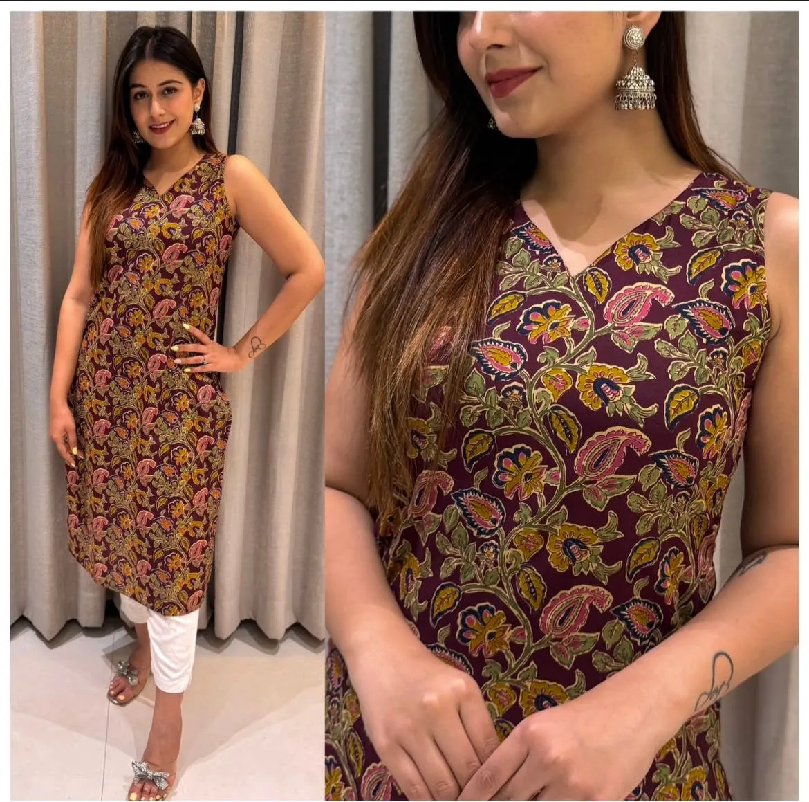Office Wear Printed Kurtis with Pocket