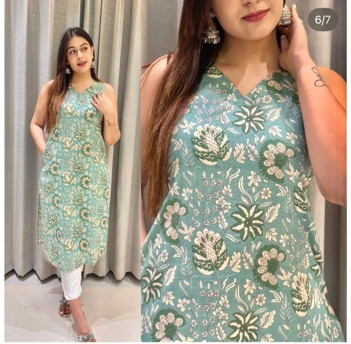 Office Wear Printed Kurtis with Pocket
