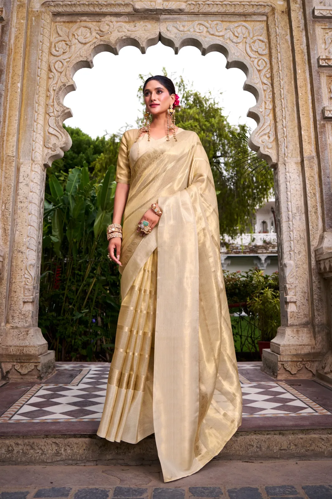 Onam Special Golden Tissue Saree