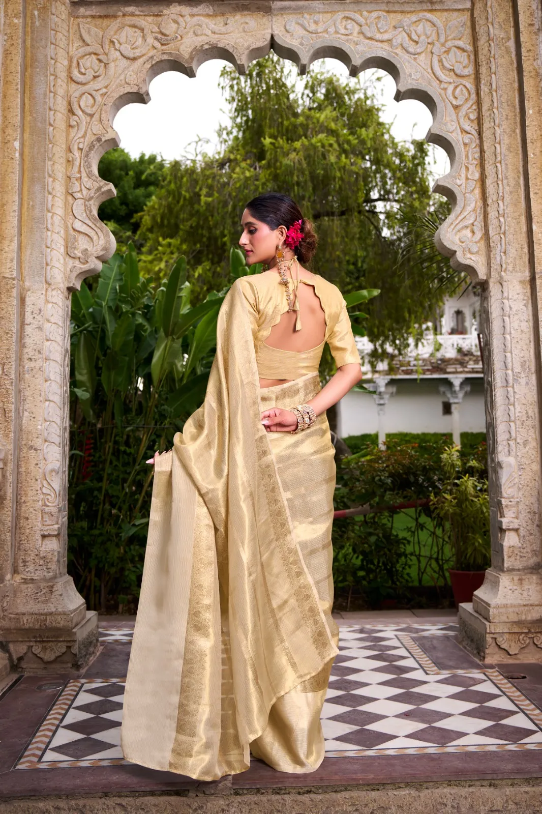 Onam Special Golden Tissue Saree