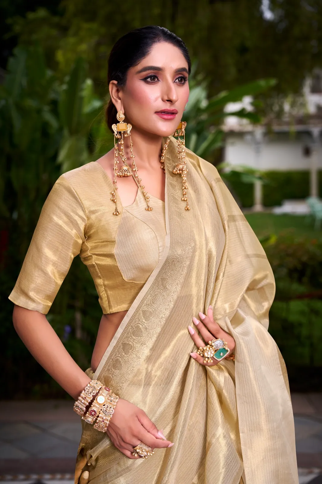 Onam Special Golden Tissue Saree
