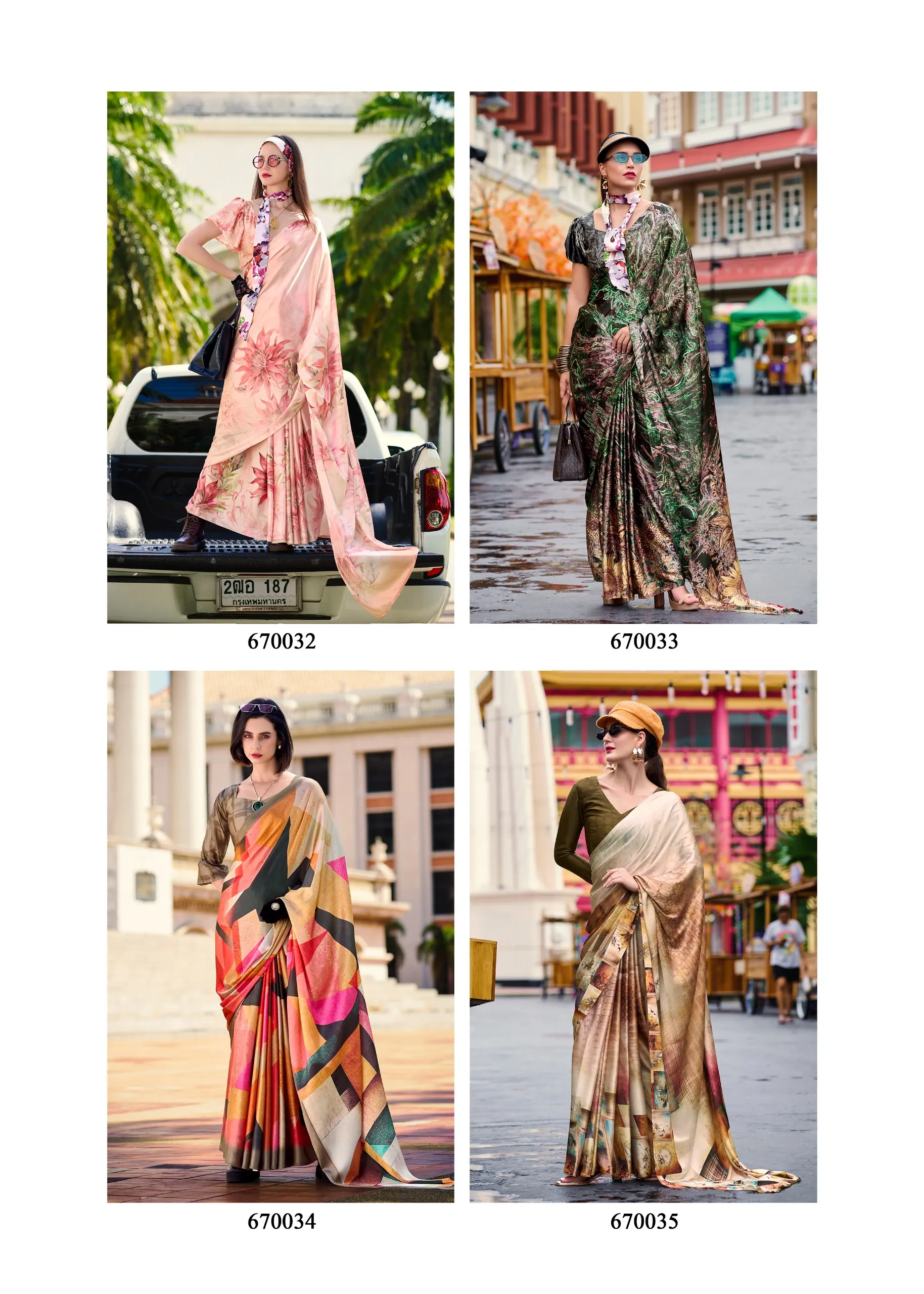 Partywear Digital Printed Satin Crepe Saree